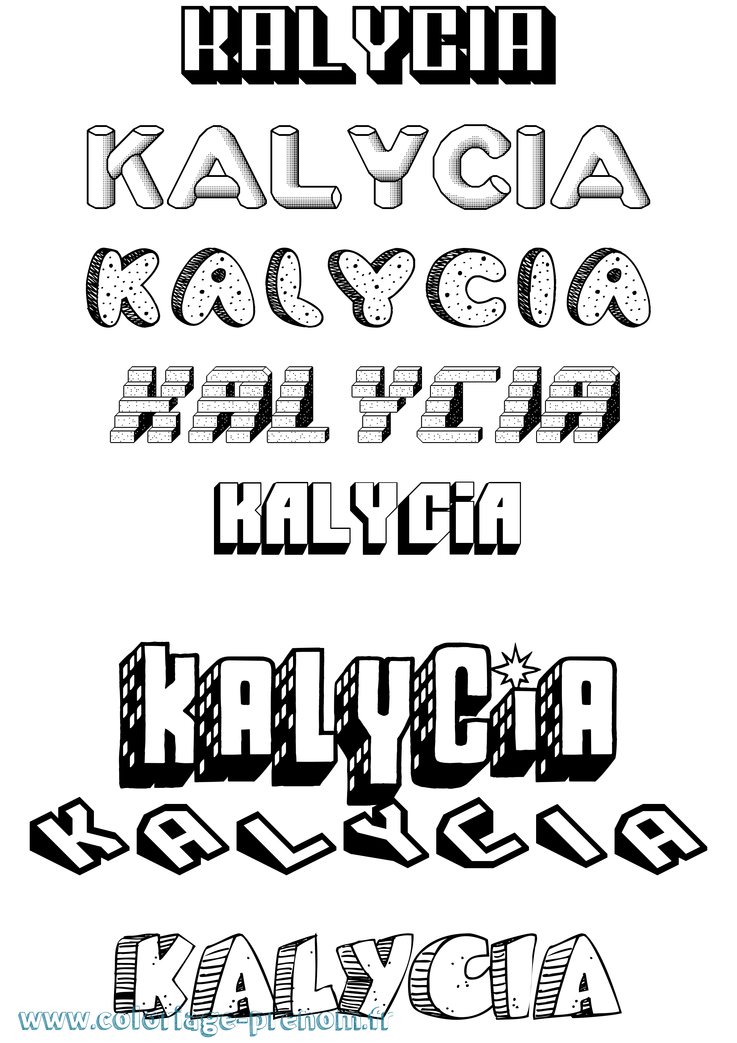 Coloriage Kalycia Effet 3D Coloriage prénom Kalycia Effet 3D