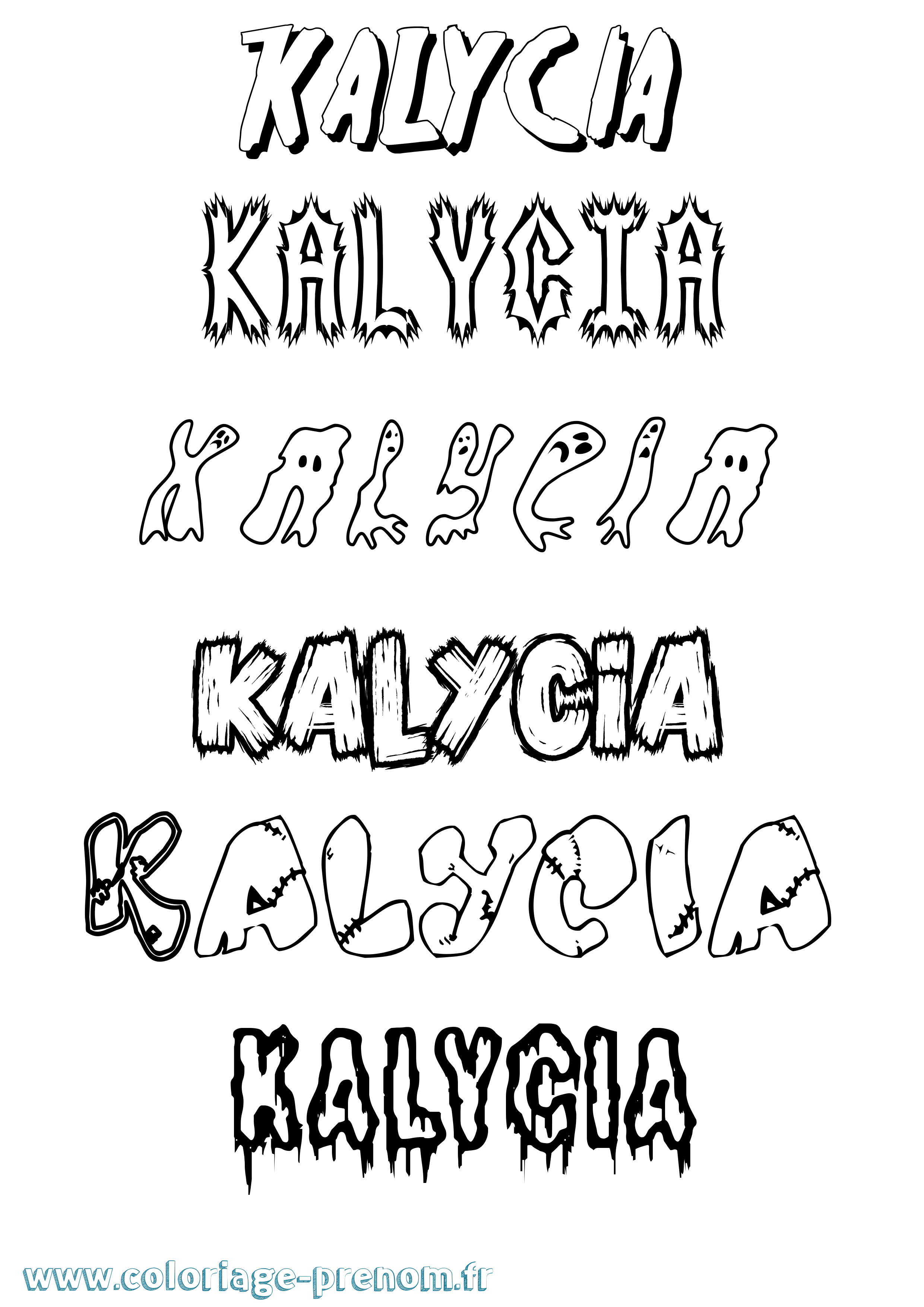Coloriage Kalycia Frisson Coloriage prénom Kalycia Frisson