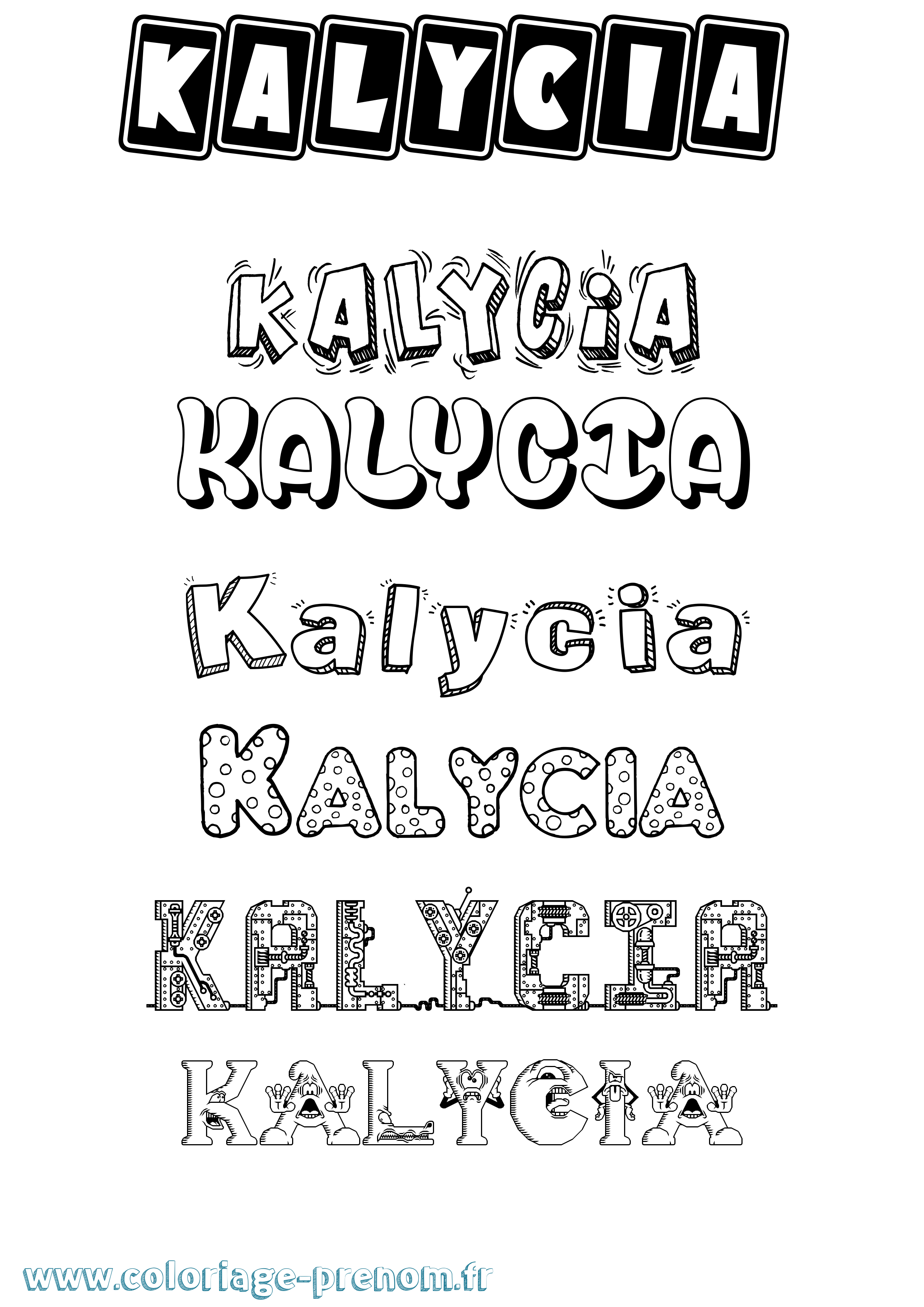 Coloriage Kalycia Fun Coloriage prénom Kalycia Fun