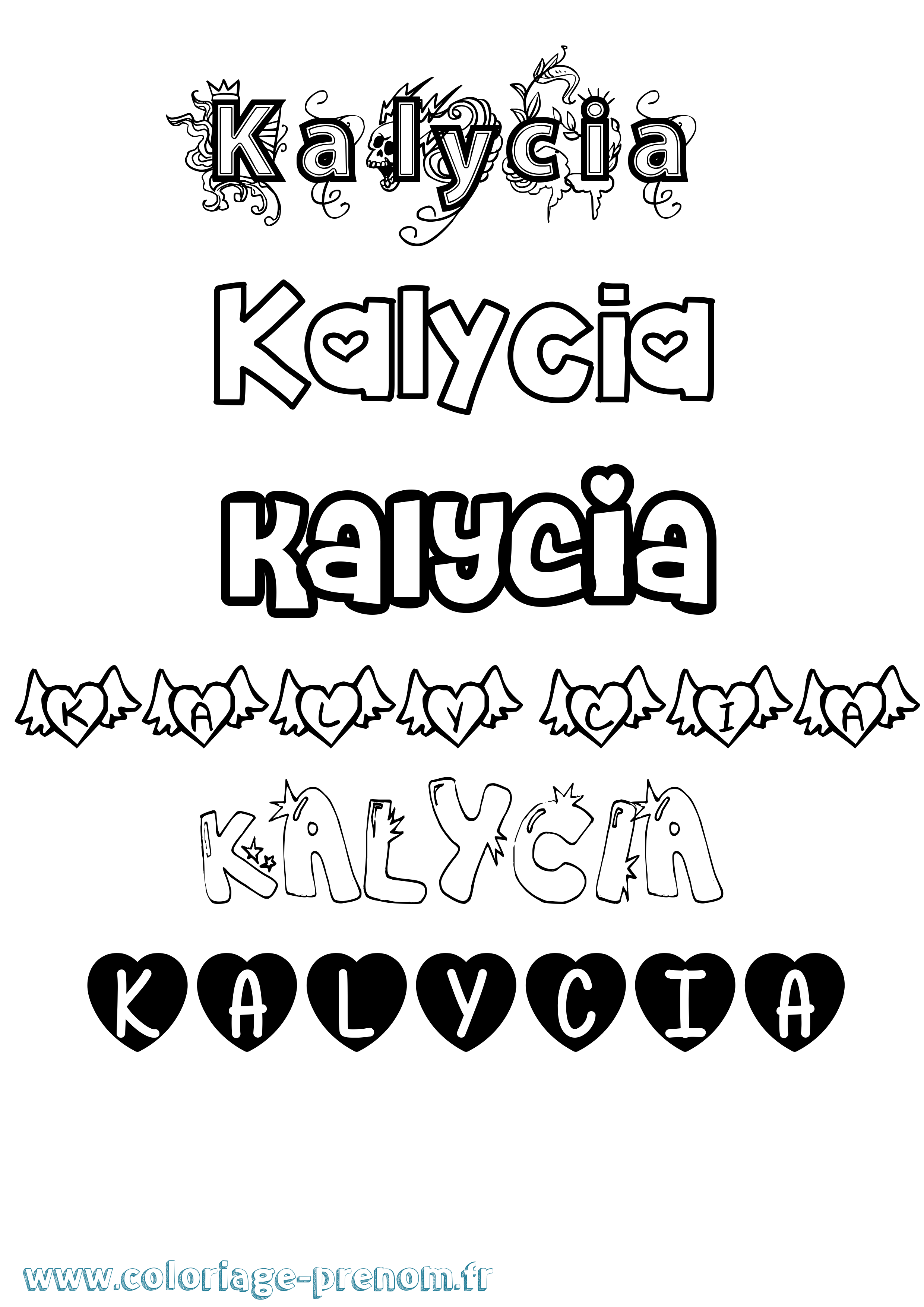 Coloriage Kalycia Girly Coloriage prénom Kalycia Girly