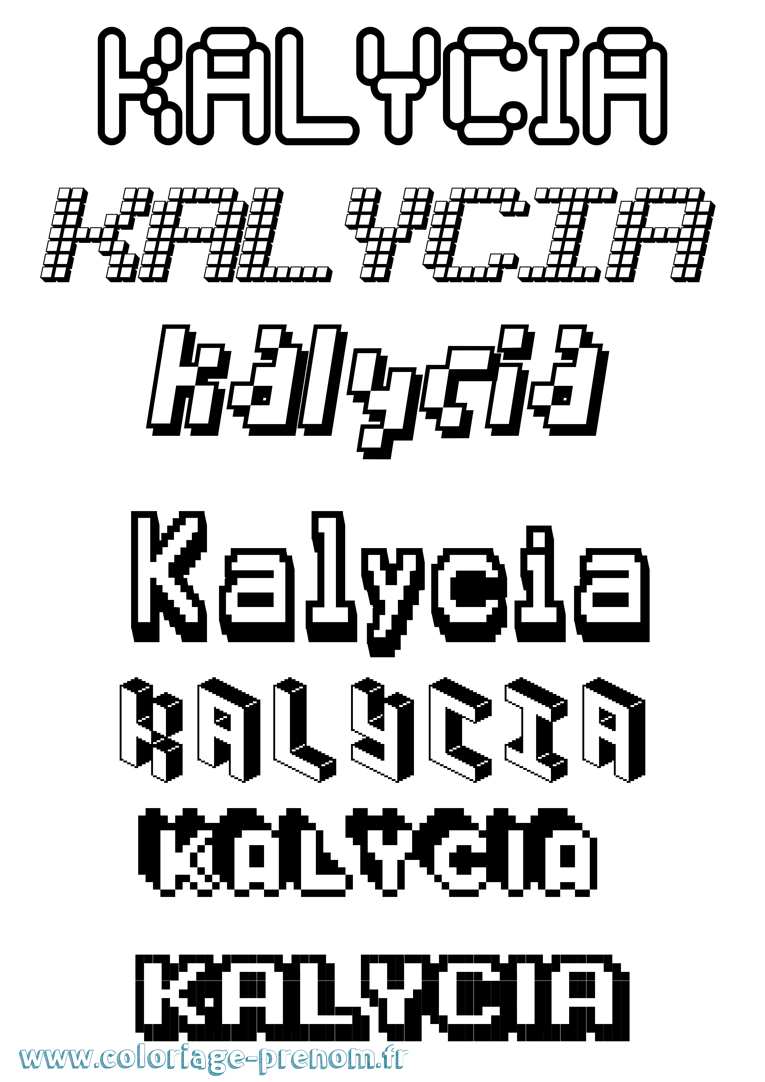 Coloriage Kalycia Pixel Coloriage prénom Kalycia Pixel