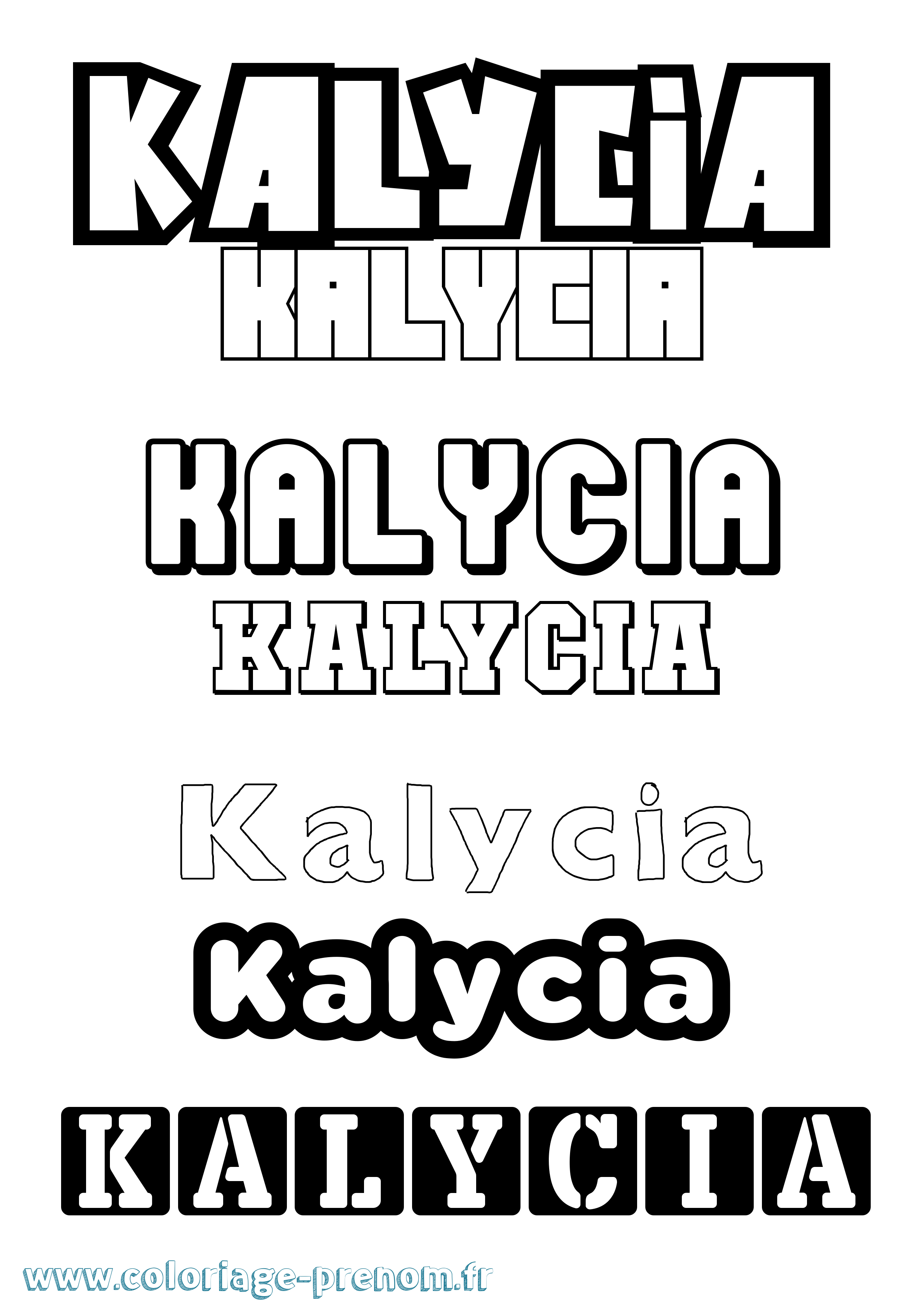 Coloriage Kalycia Simple Coloriage prénom Kalycia Simple