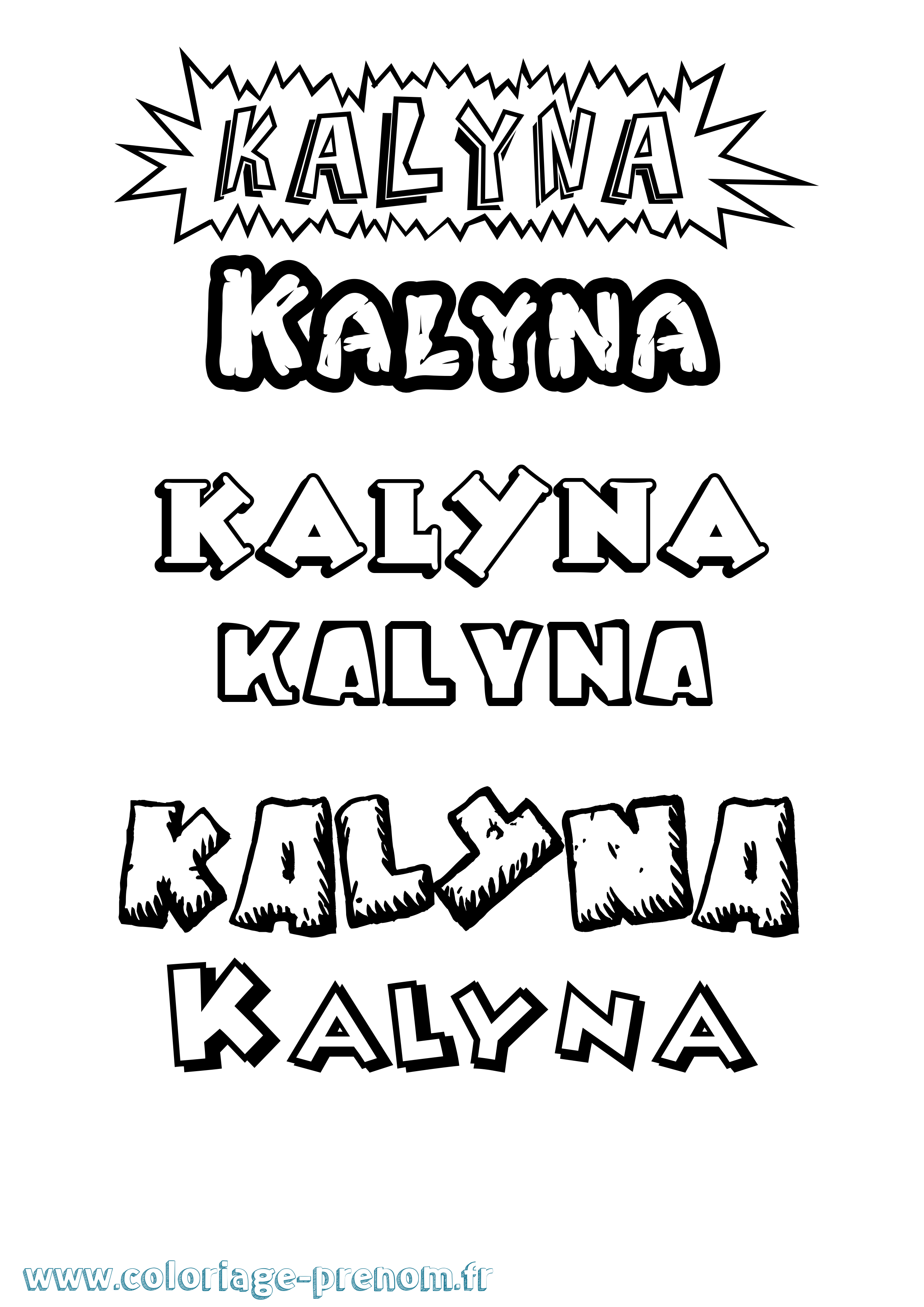 Coloriage Kalyna Dessin Animé Coloriage prénom Kalyna Dessin Animé