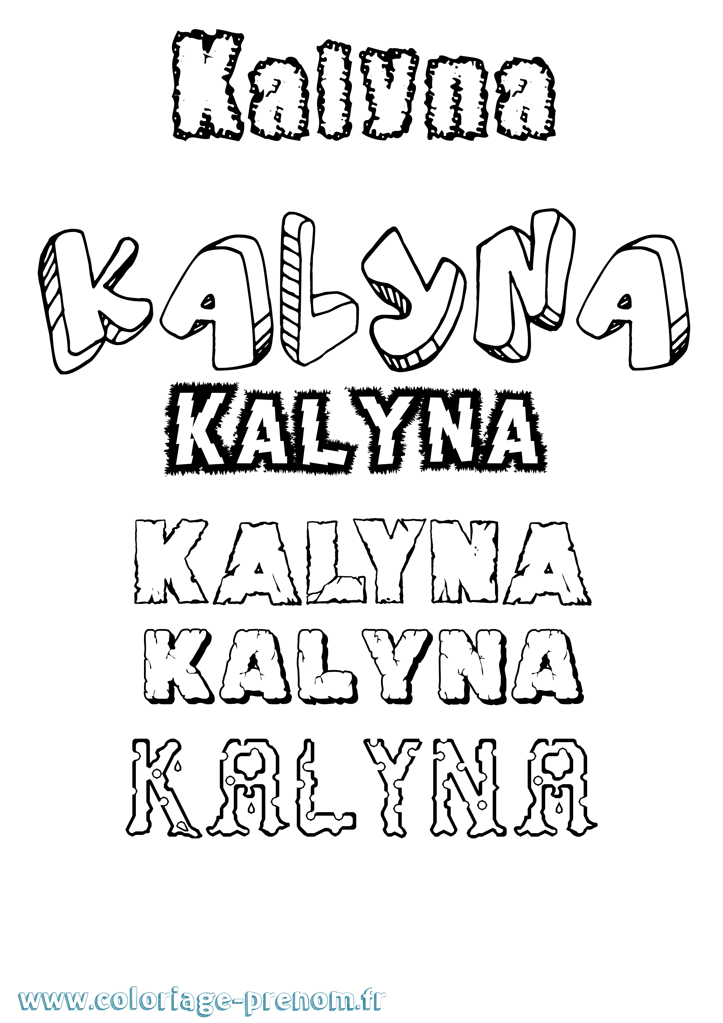 Coloriage Kalyna Destructuré Coloriage prénom Kalyna Destructuré