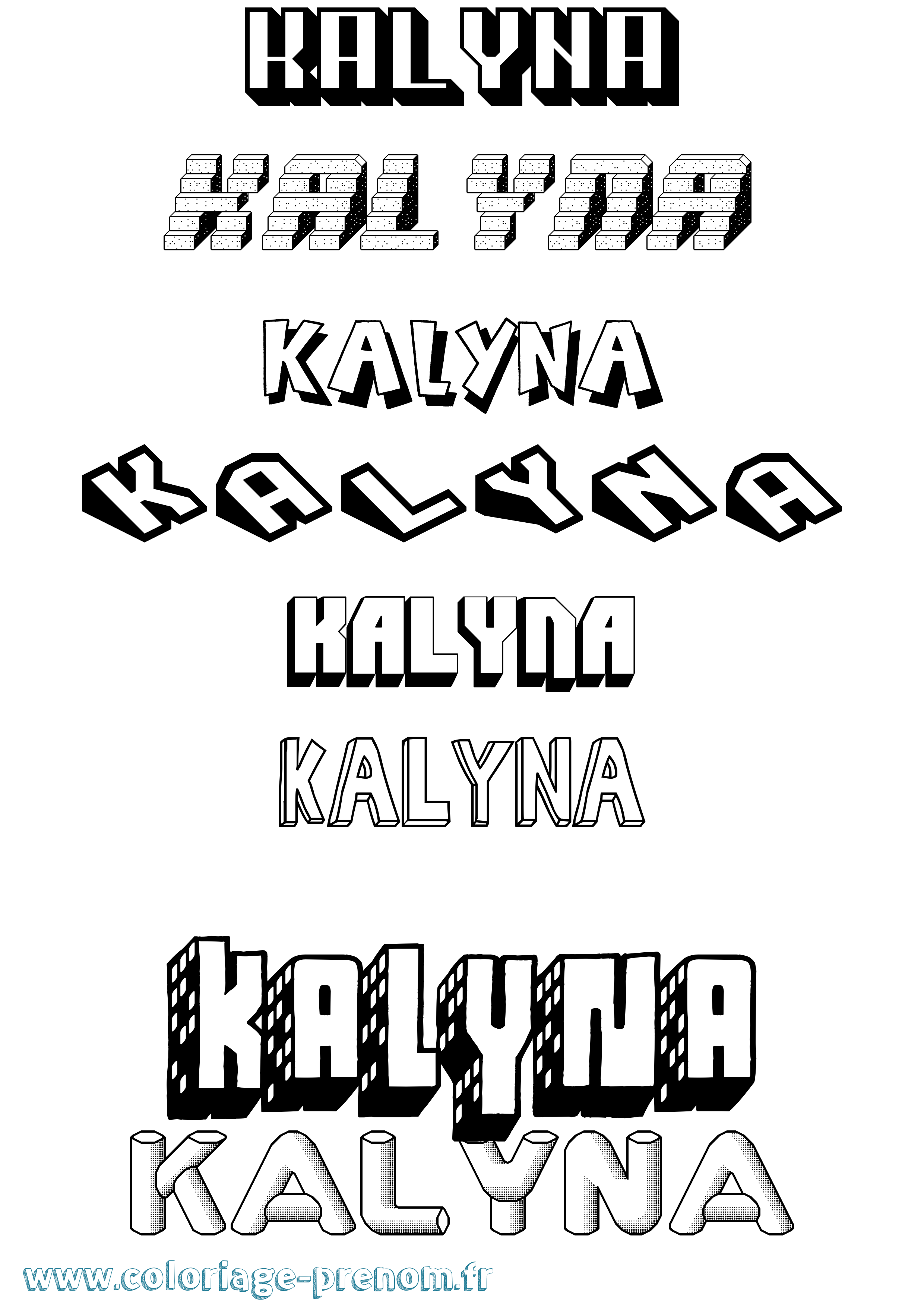 Coloriage Kalyna Effet 3D Coloriage prénom Kalyna Effet 3D