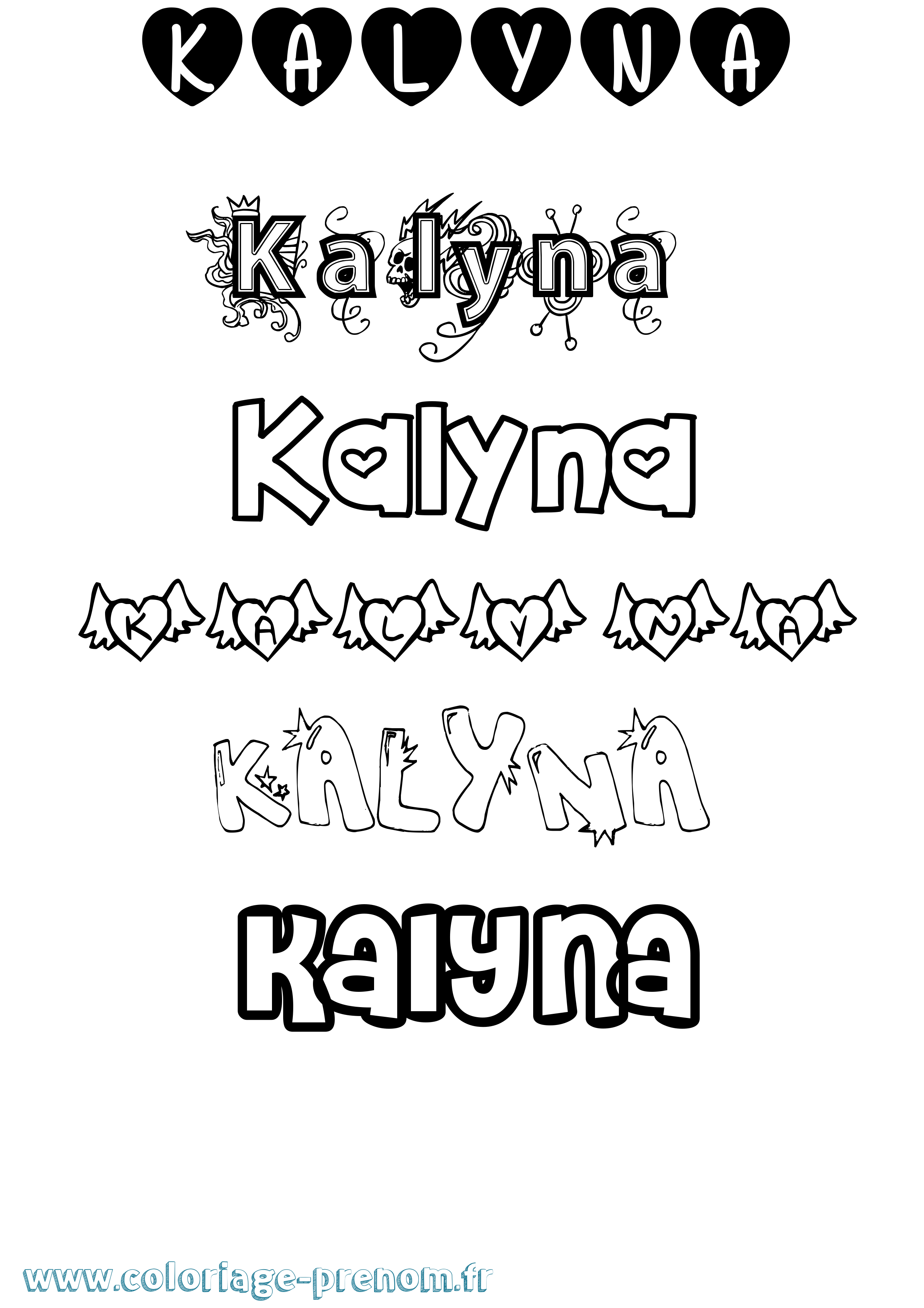 Coloriage Kalyna Girly Coloriage prénom Kalyna Girly