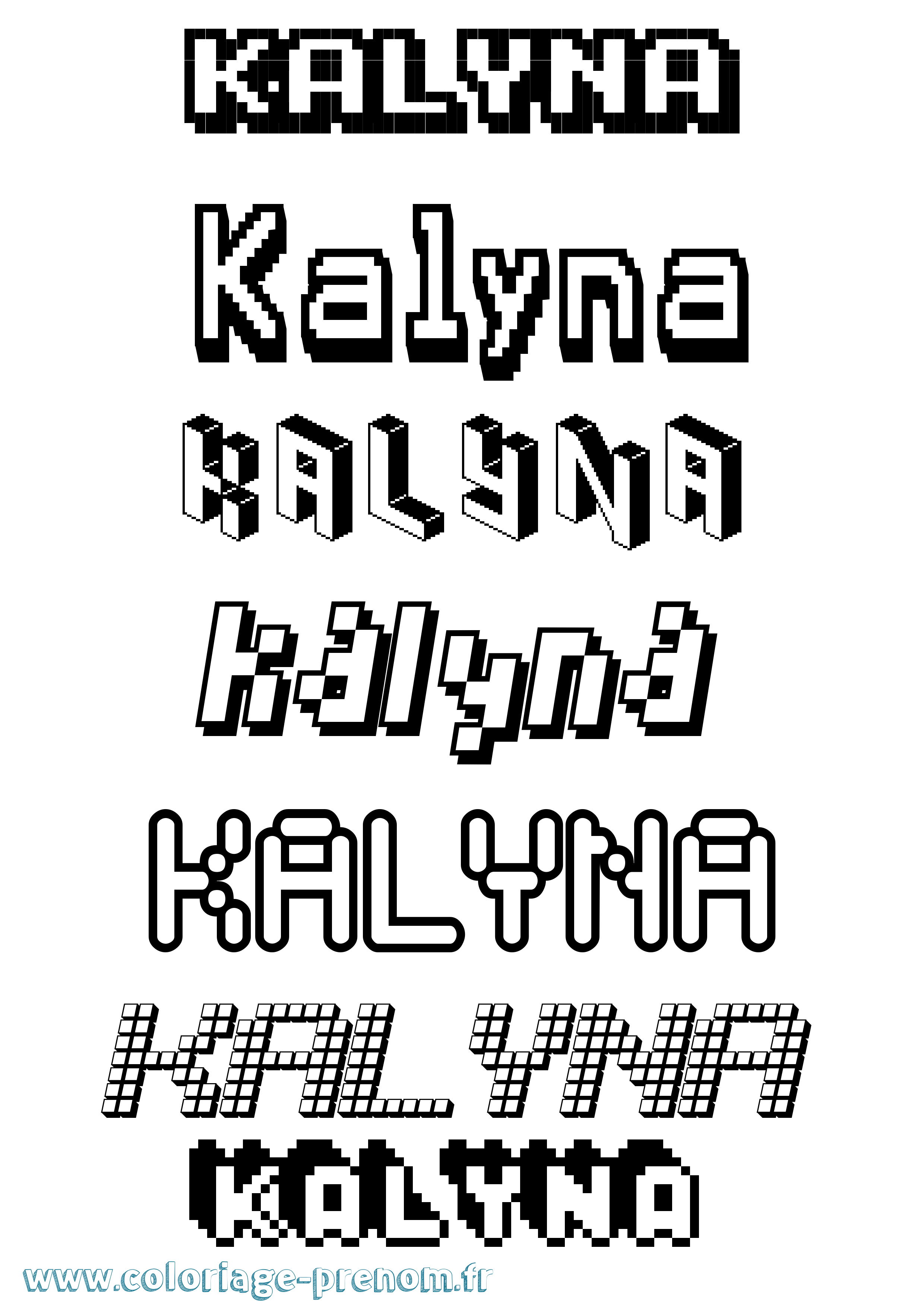 Coloriage Kalyna Pixel Coloriage prénom Kalyna Pixel