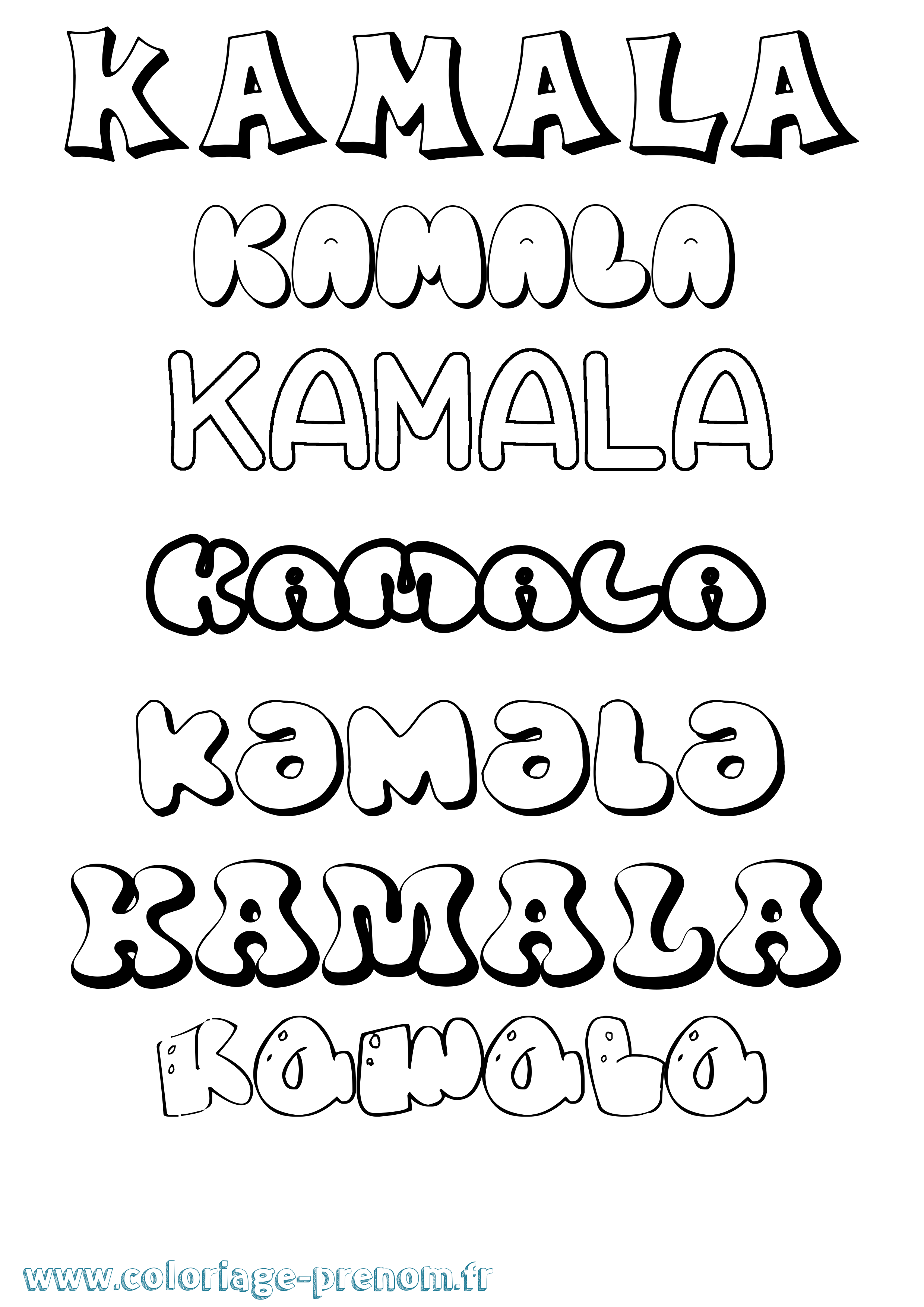 Coloriage Kamala Bubble Coloriage prénom Kamala Bubble