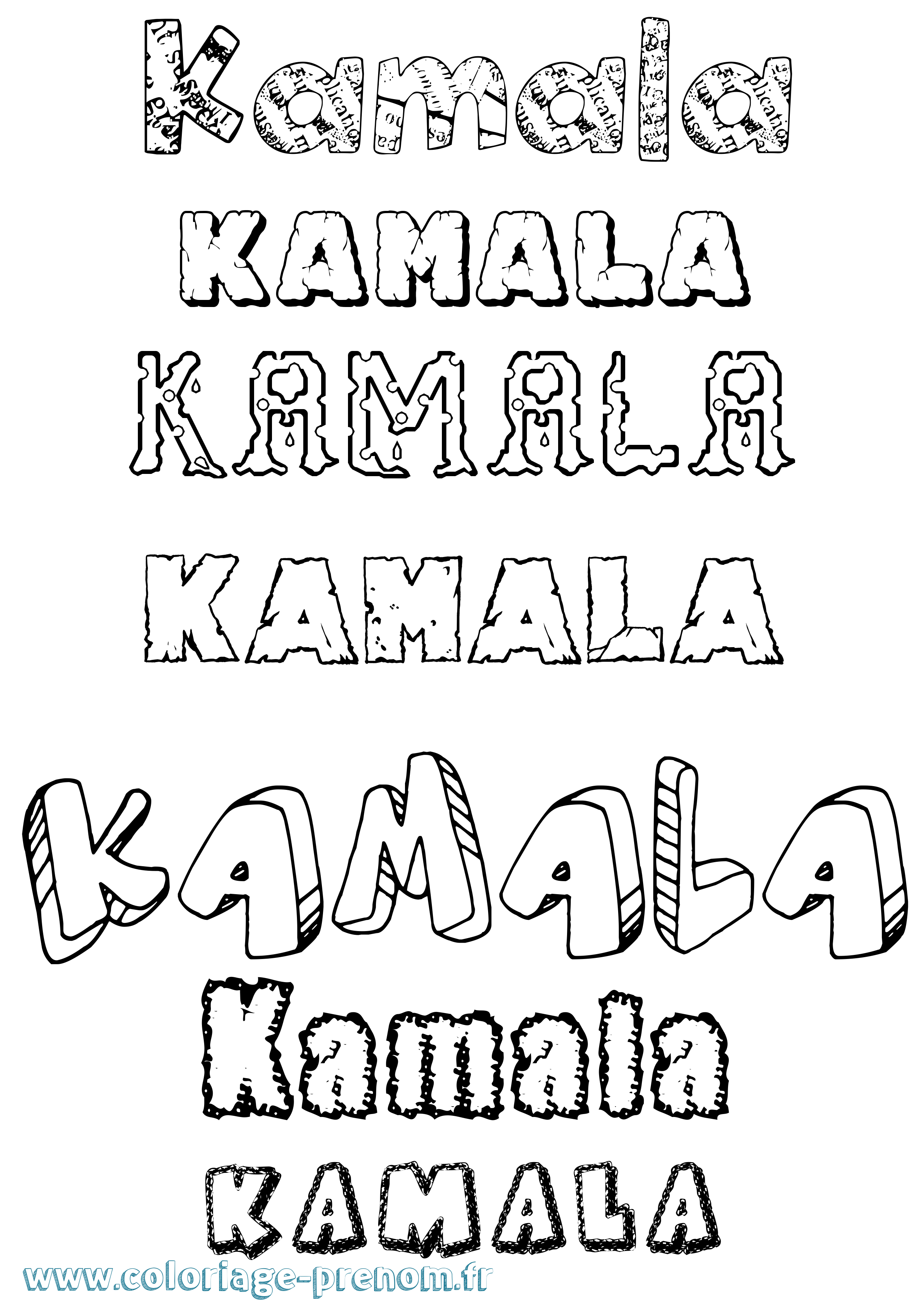 Coloriage Kamala Destructuré Coloriage prénom Kamala Destructuré