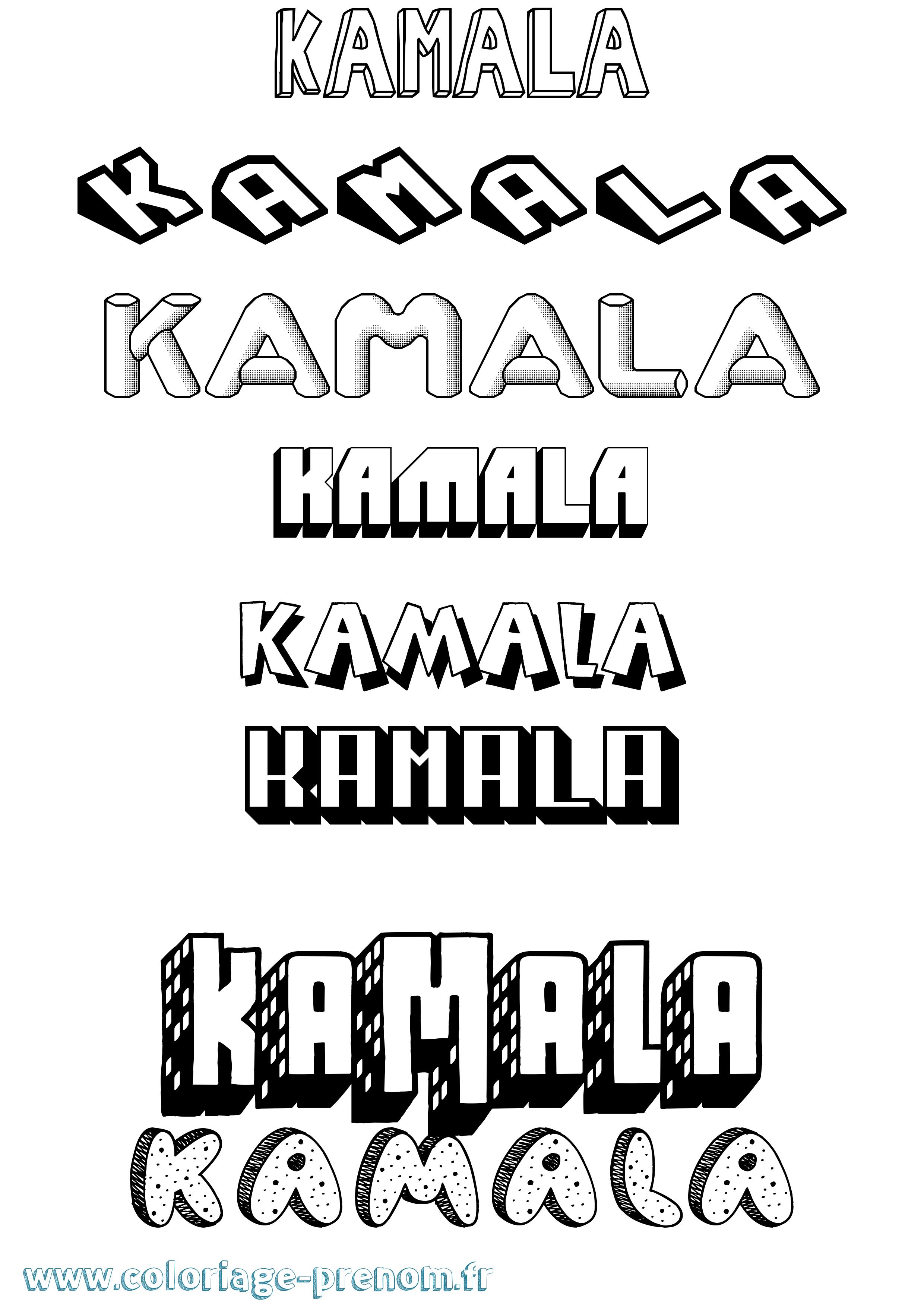 Coloriage Kamala Effet 3D Coloriage prénom Kamala Effet 3D
