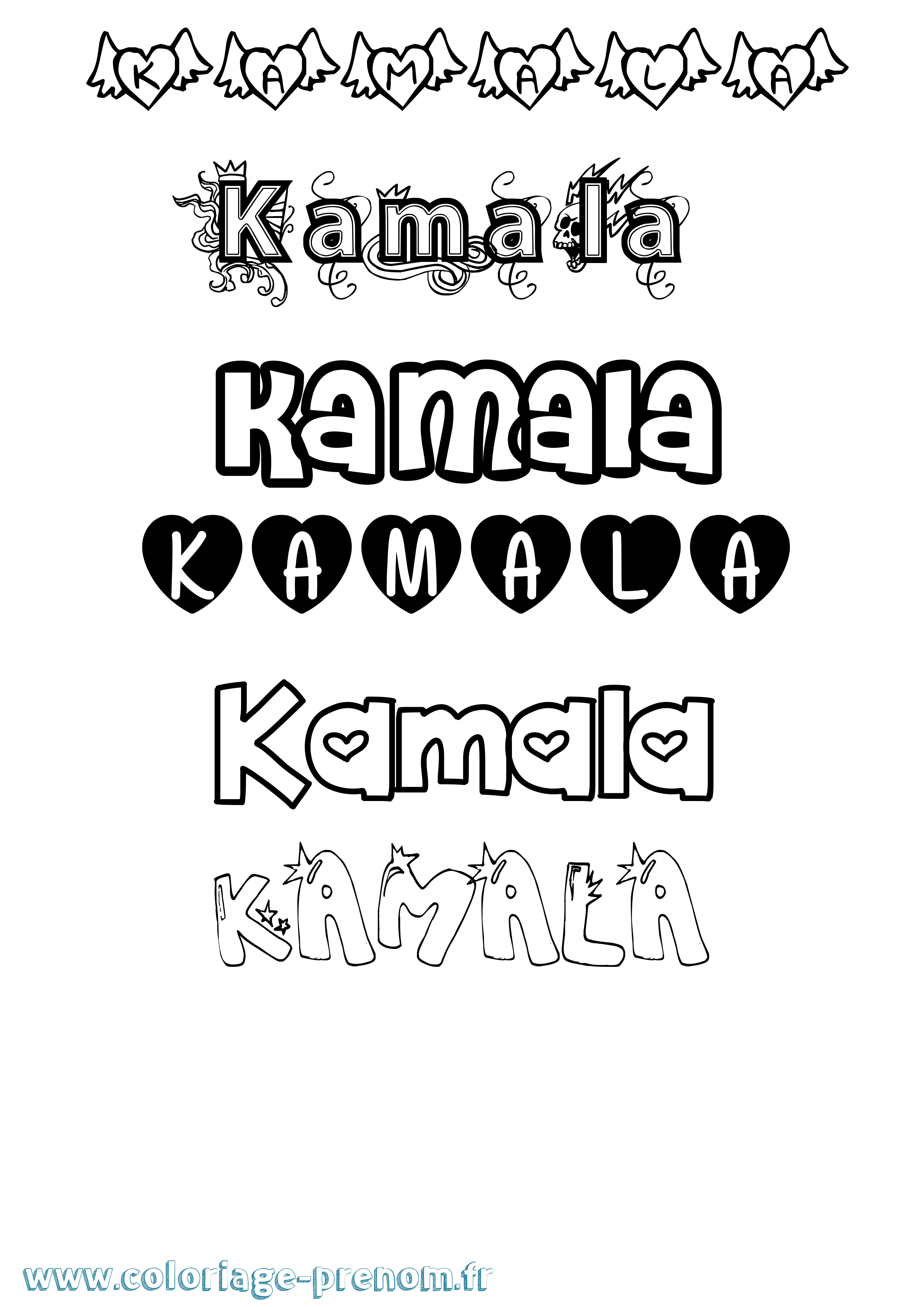 Coloriage Kamala Girly Coloriage prénom Kamala Girly
