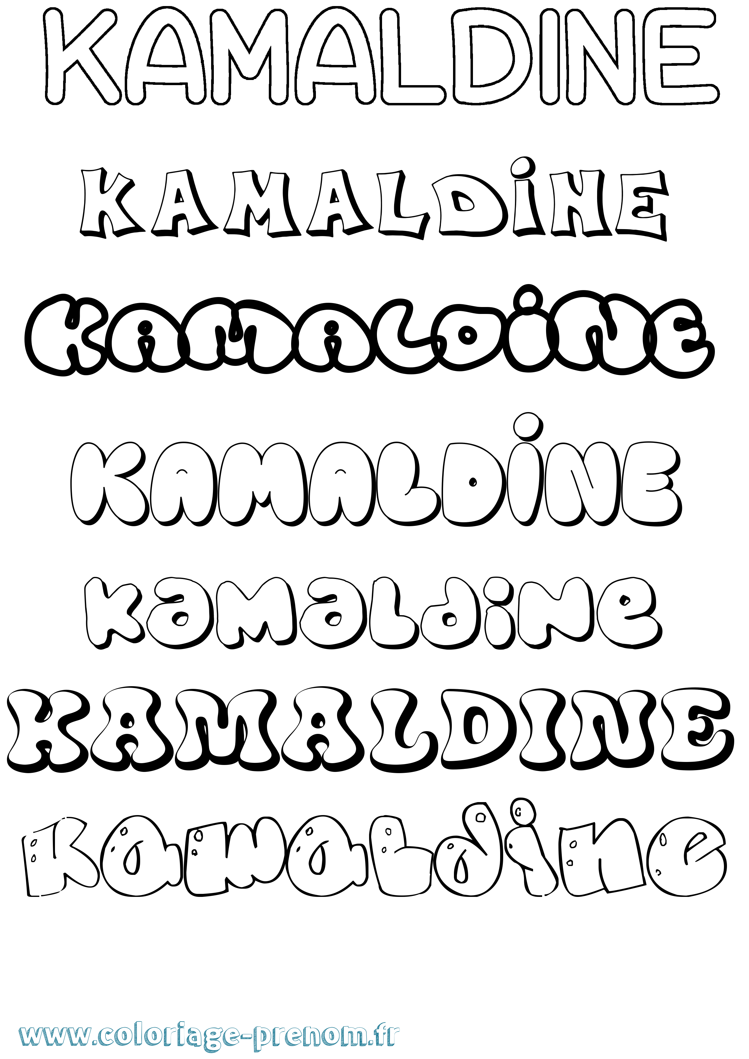 Coloriage Kamaldine Bubble Coloriage prénom Kamaldine Bubble
