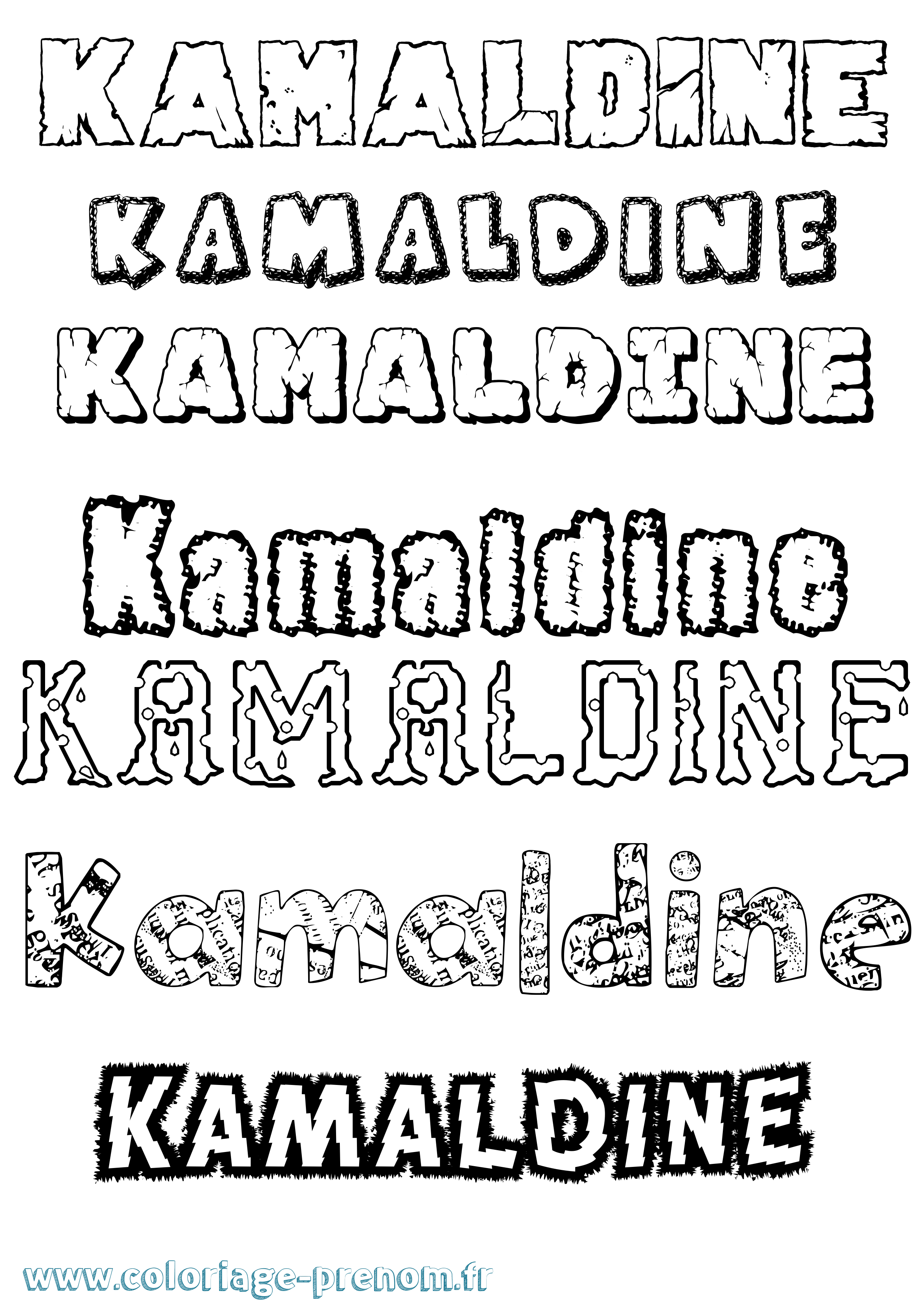 Coloriage Kamaldine Destructuré Coloriage prénom Kamaldine Destructuré