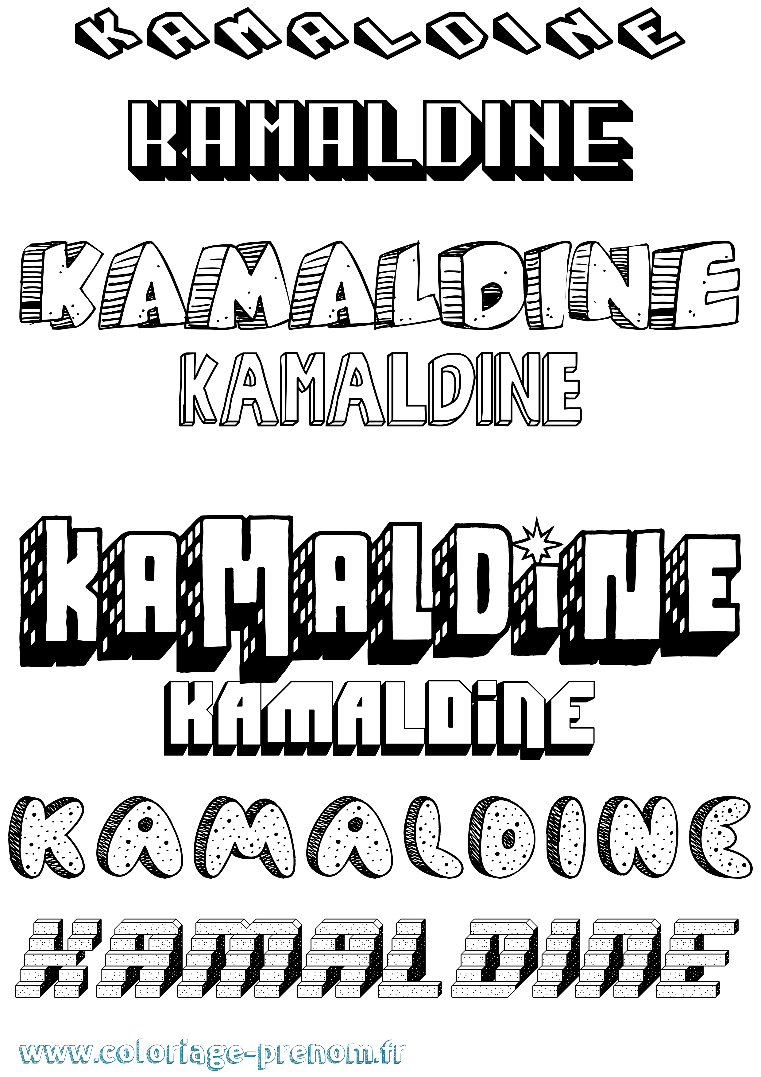 Coloriage Kamaldine Effet 3D Coloriage prénom Kamaldine Effet 3D