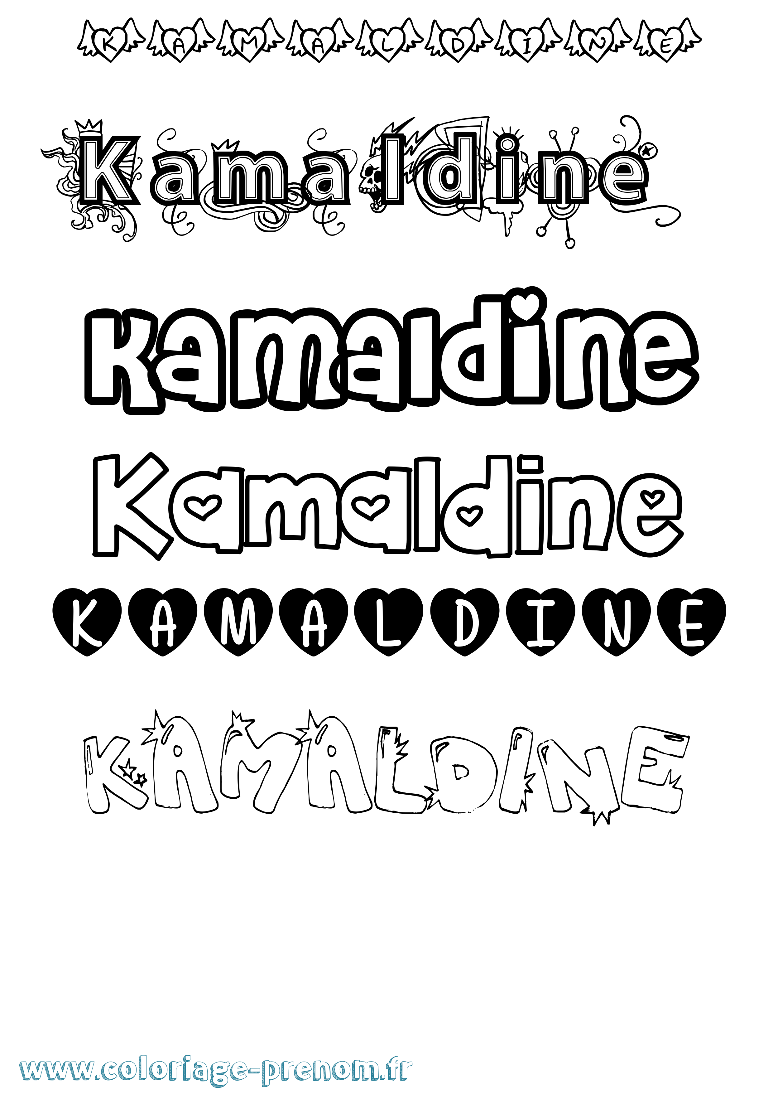 Coloriage Kamaldine Girly Coloriage prénom Kamaldine Girly