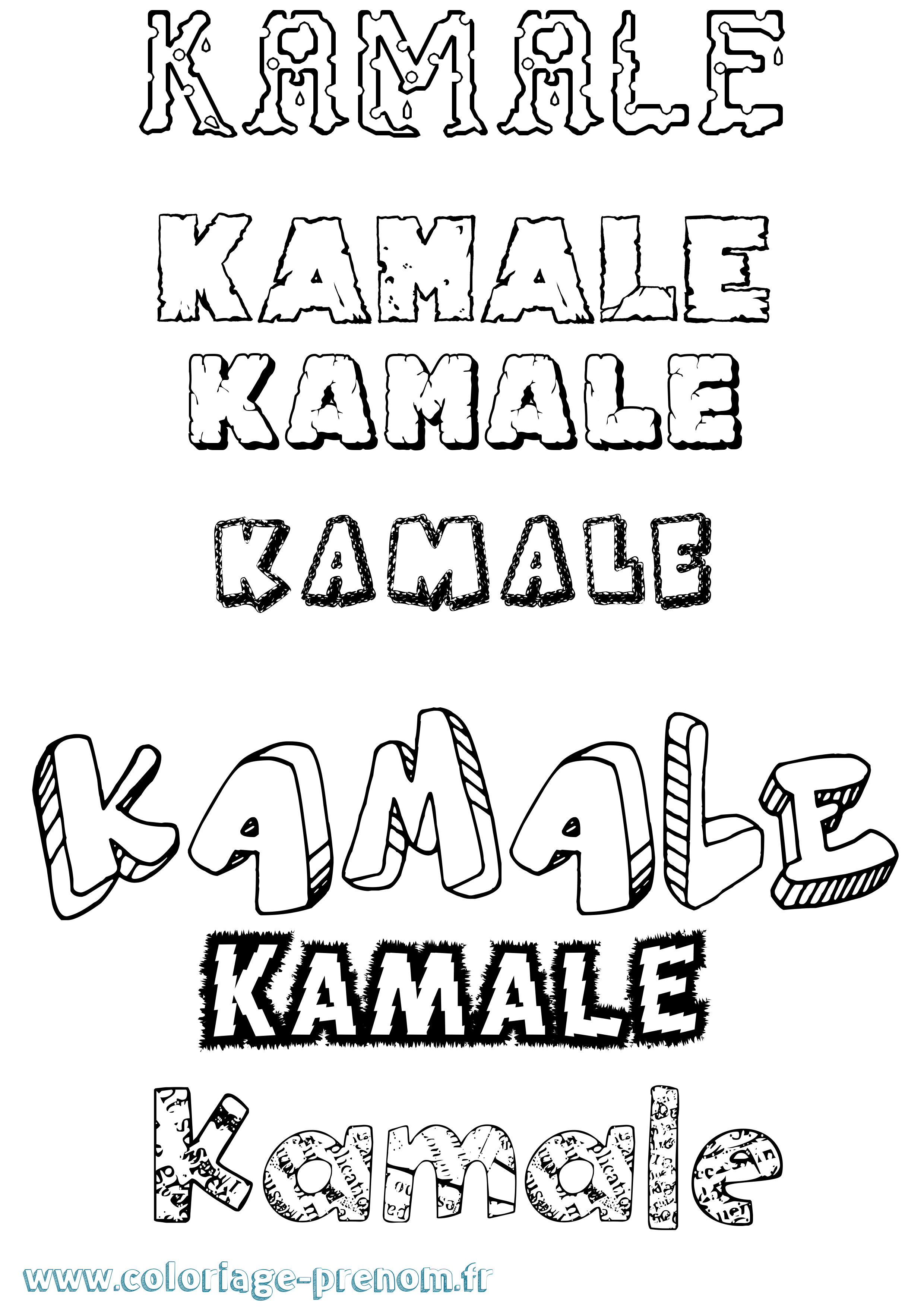 Coloriage Kamale Destructuré Coloriage prénom Kamale Destructuré