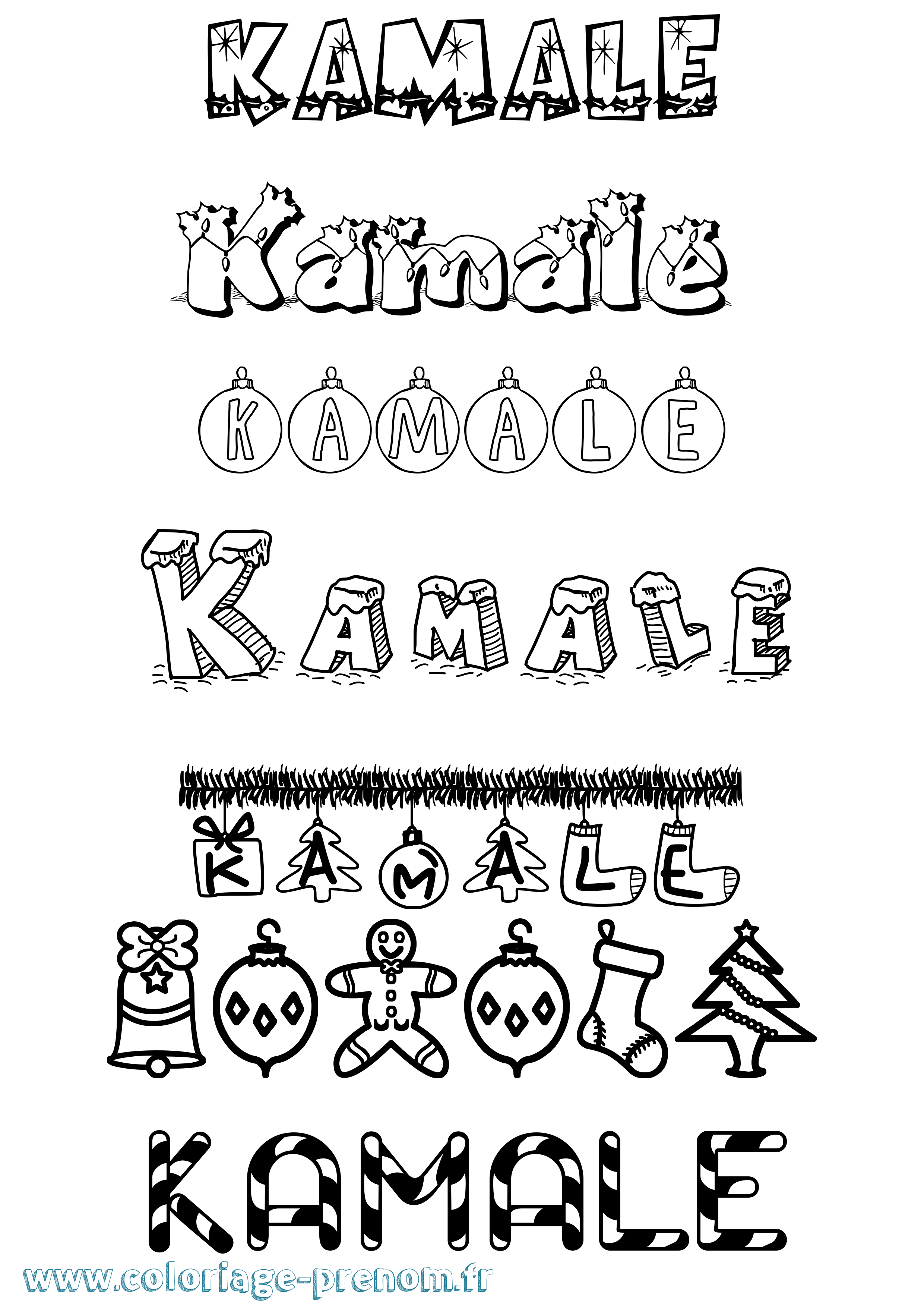 Coloriage Kamale Noël Coloriage prénom Kamale Noël