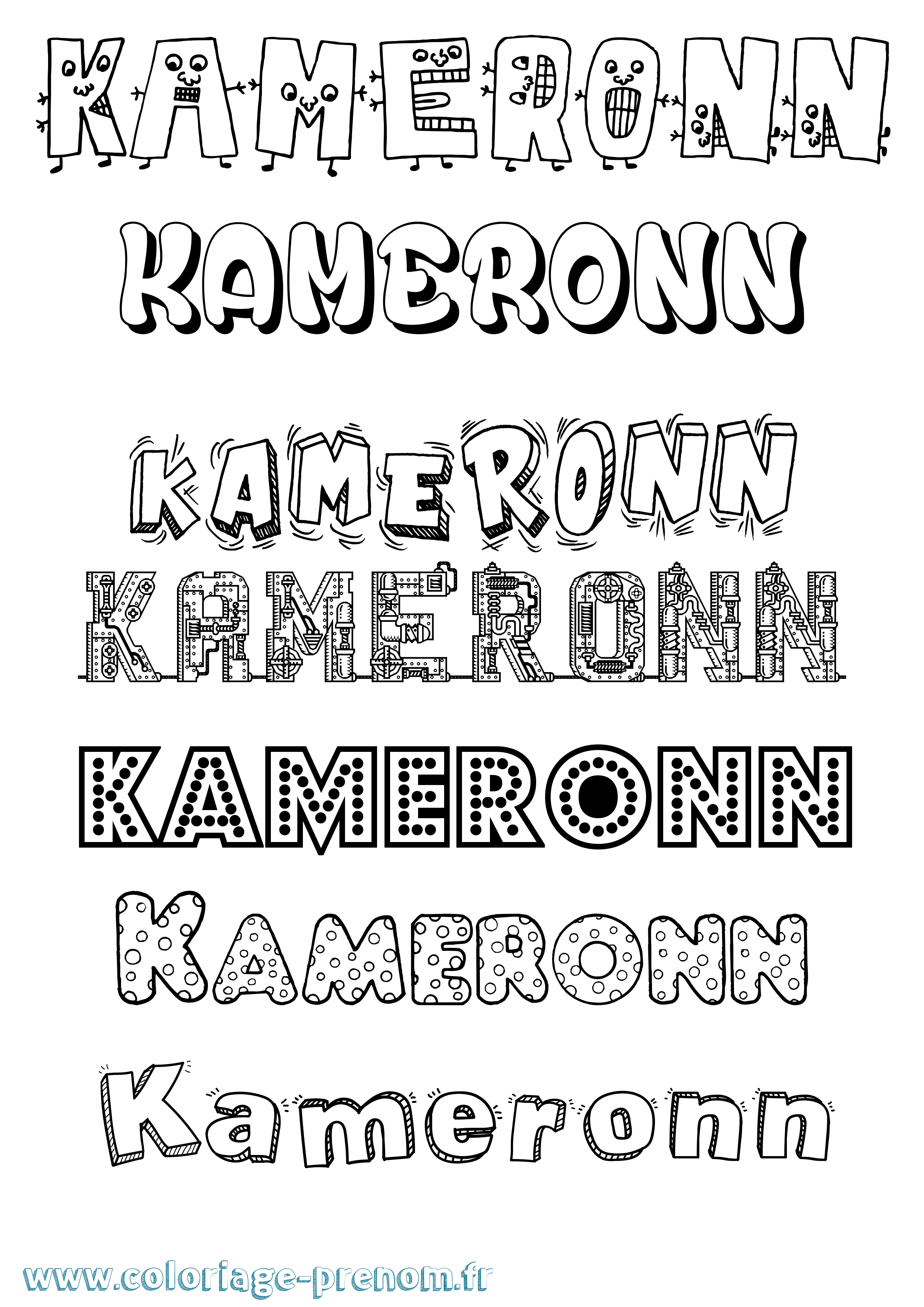 Coloriage Kameronn Fun Coloriage prénom Kameronn Fun