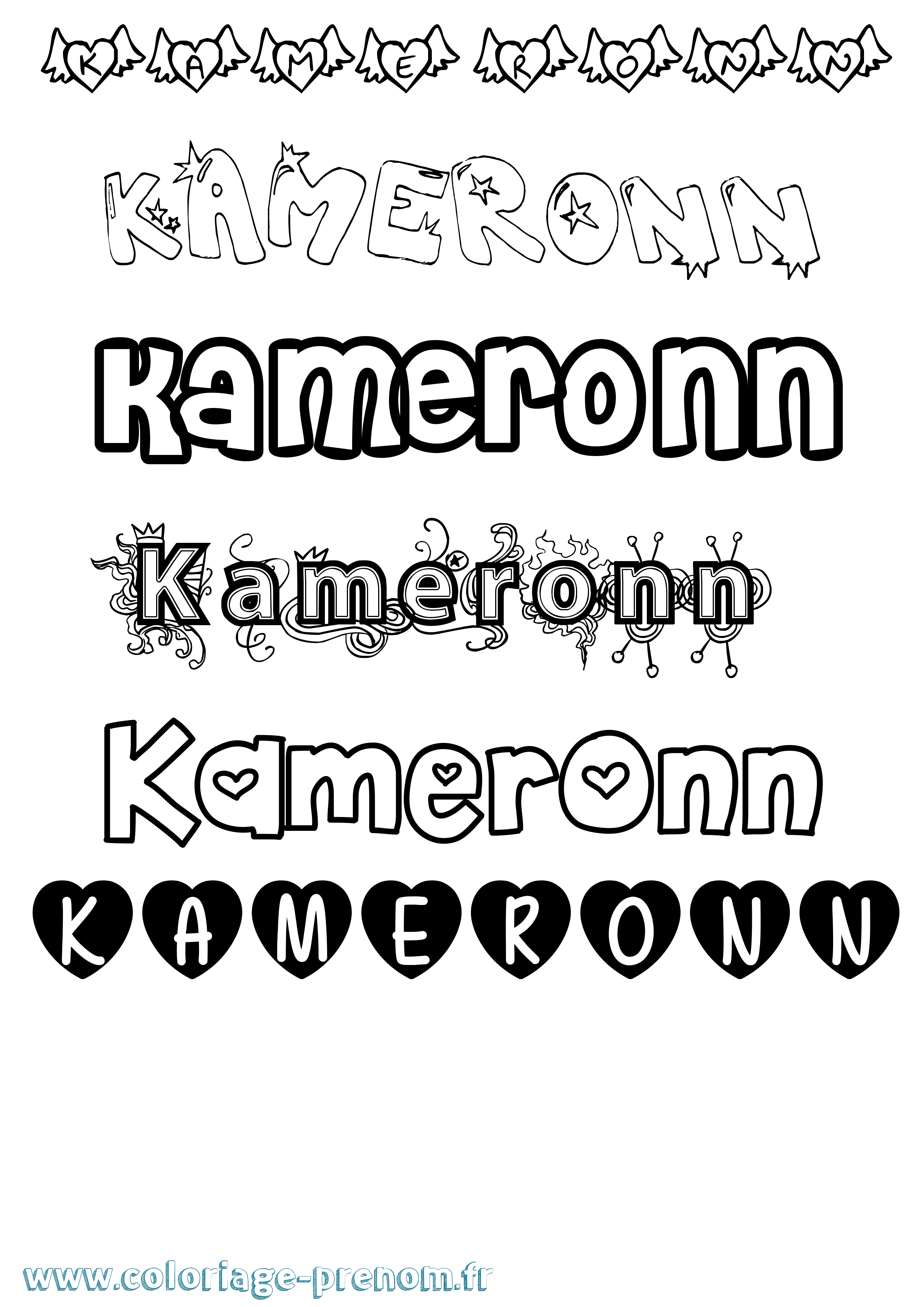 Coloriage Kameronn Girly Coloriage prénom Kameronn Girly