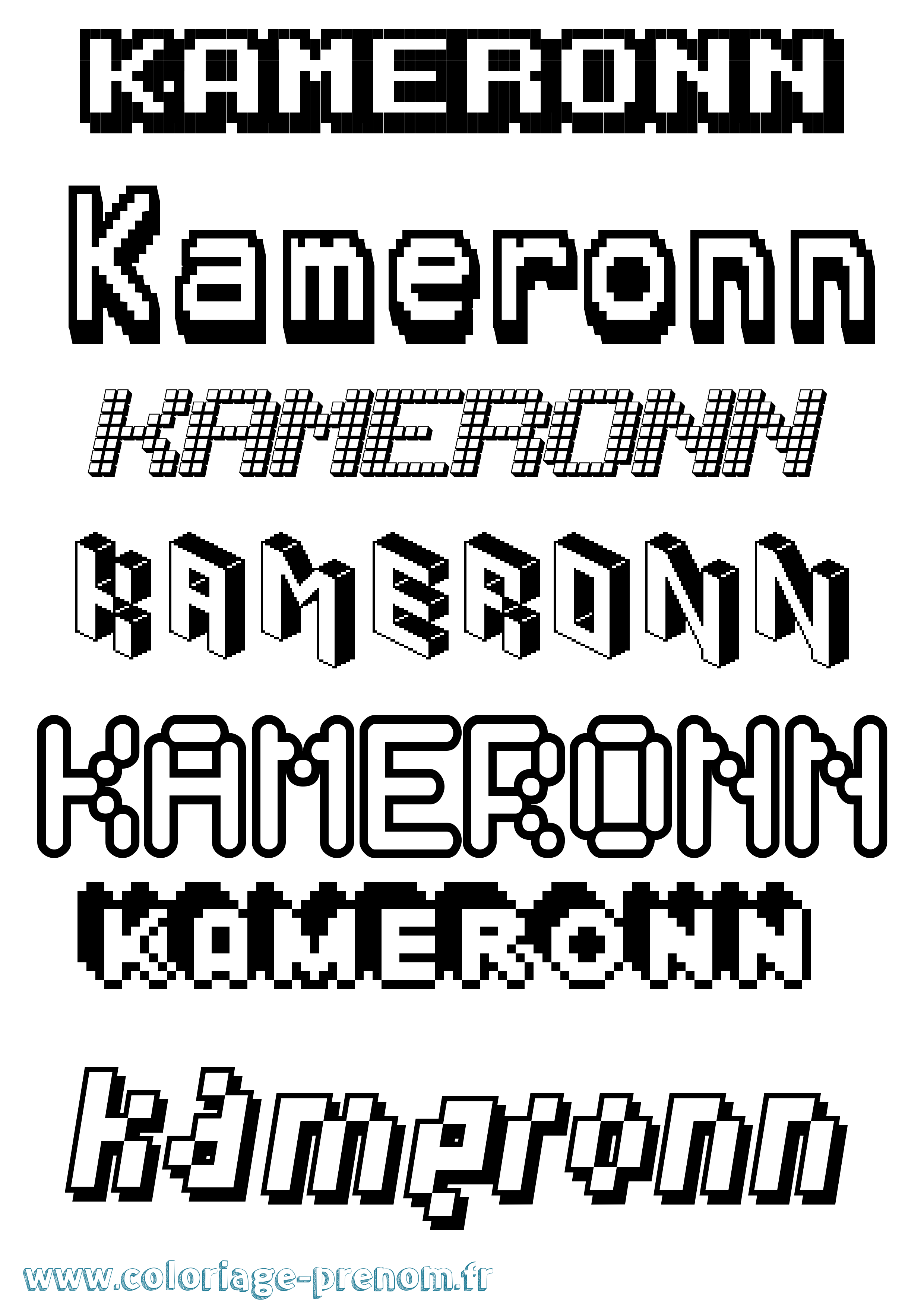 Coloriage Kameronn Pixel Coloriage prénom Kameronn Pixel