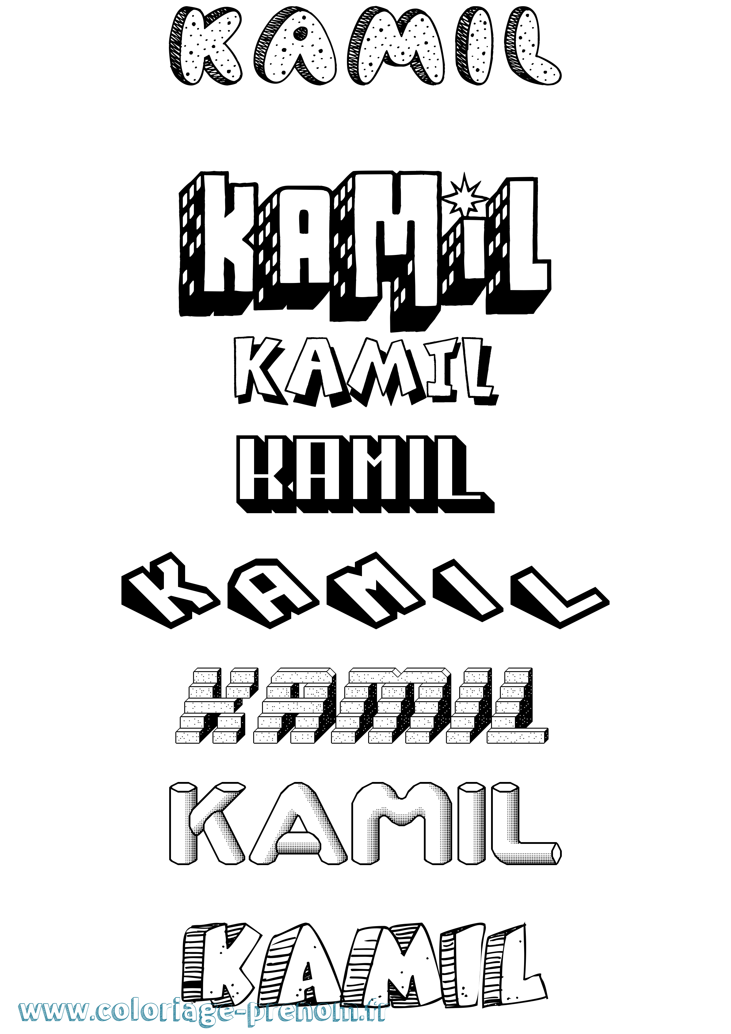 Coloriage Kamil Effet 3D Coloriage prénom Kamil Effet 3D