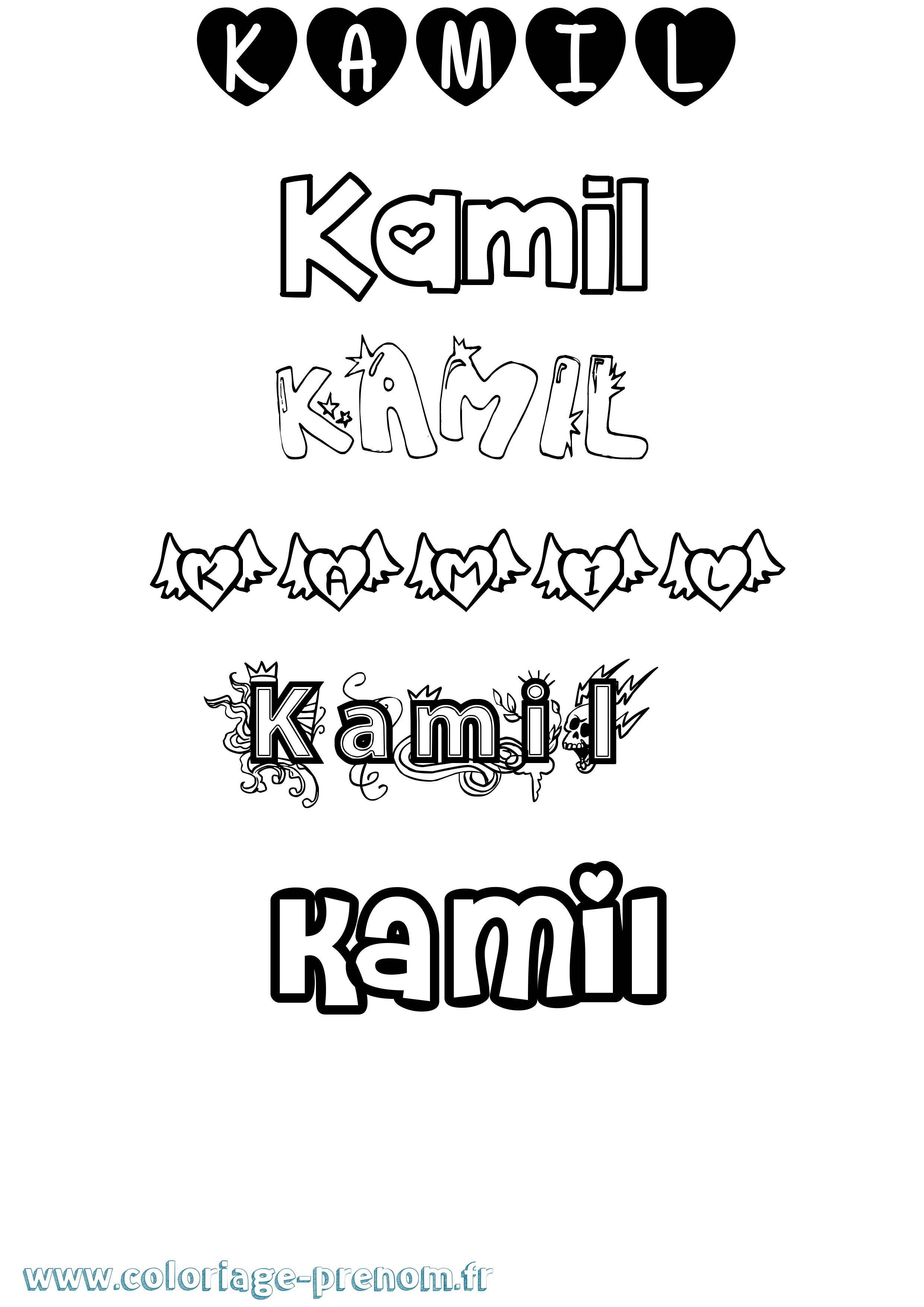 Coloriage Kamil Girly Coloriage prénom Kamil Girly