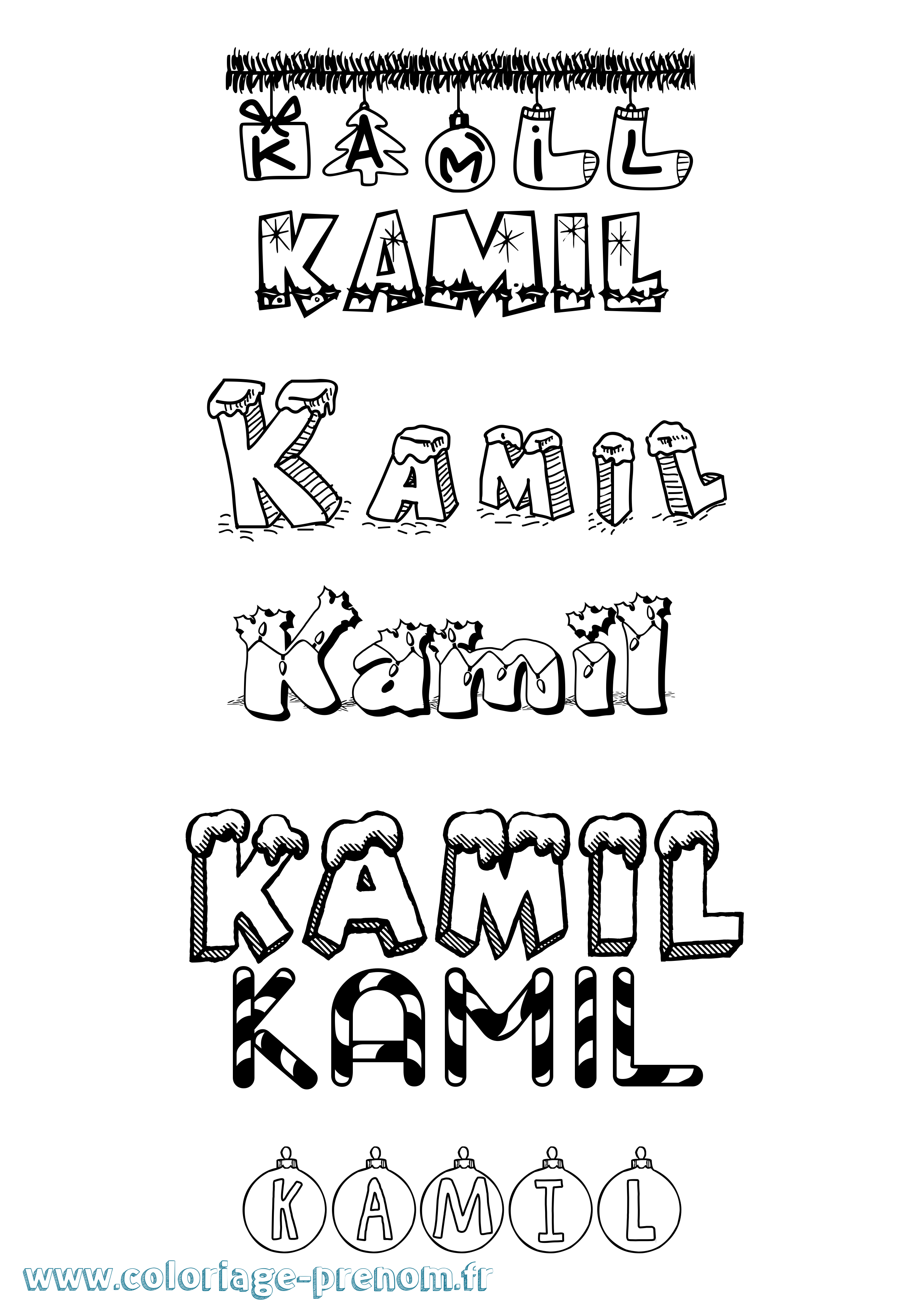 Coloriage Kamil Noël Coloriage prénom Kamil Noël