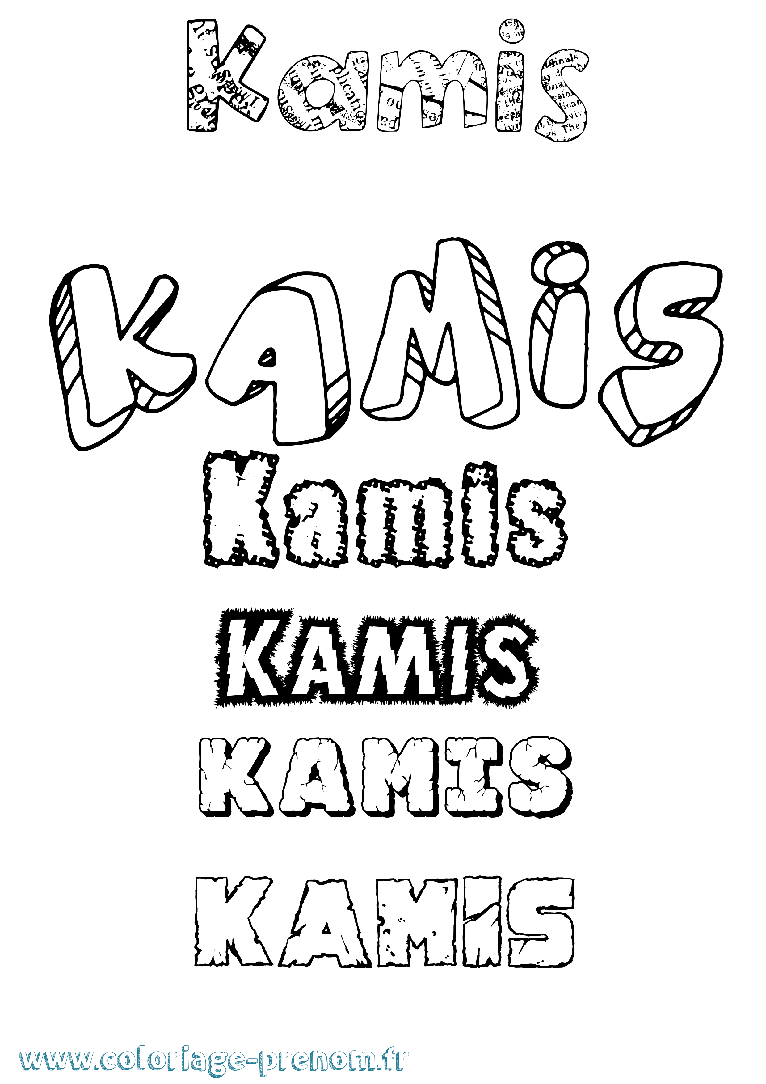 Coloriage Kamis Destructuré Coloriage prénom Kamis Destructuré