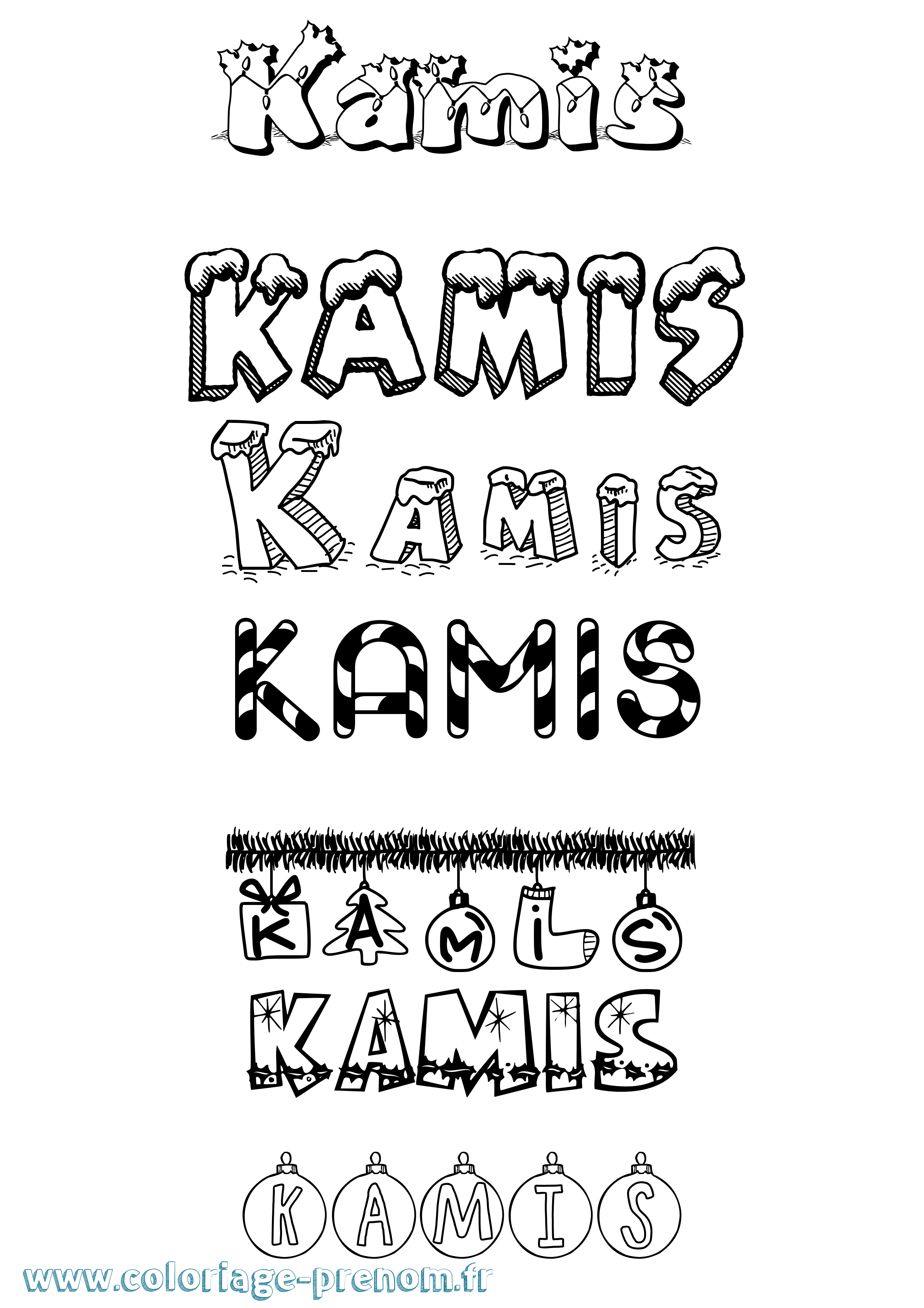 Coloriage Kamis Noël Coloriage prénom Kamis Noël