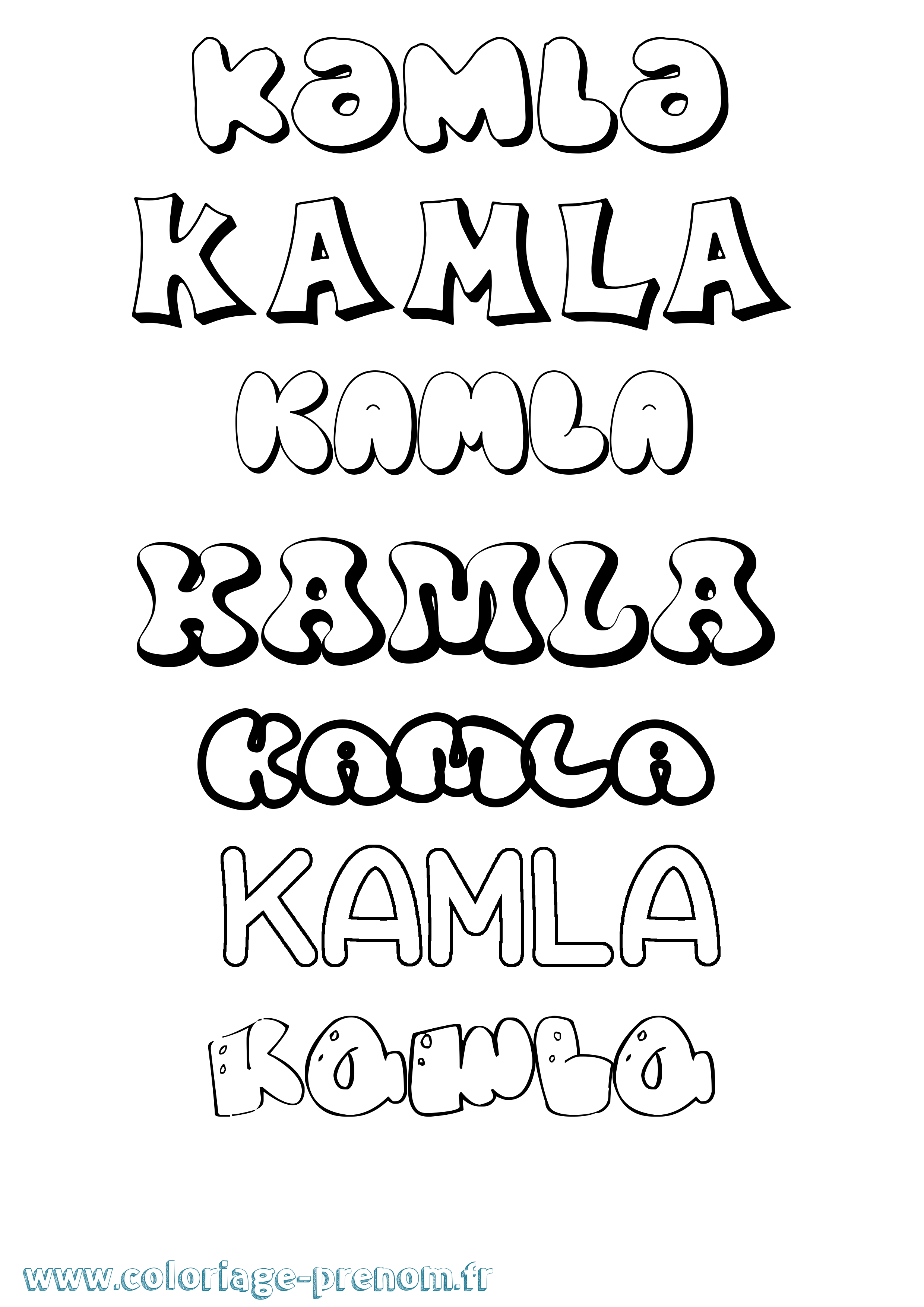 Coloriage Kamla Bubble Coloriage prénom Kamla Bubble