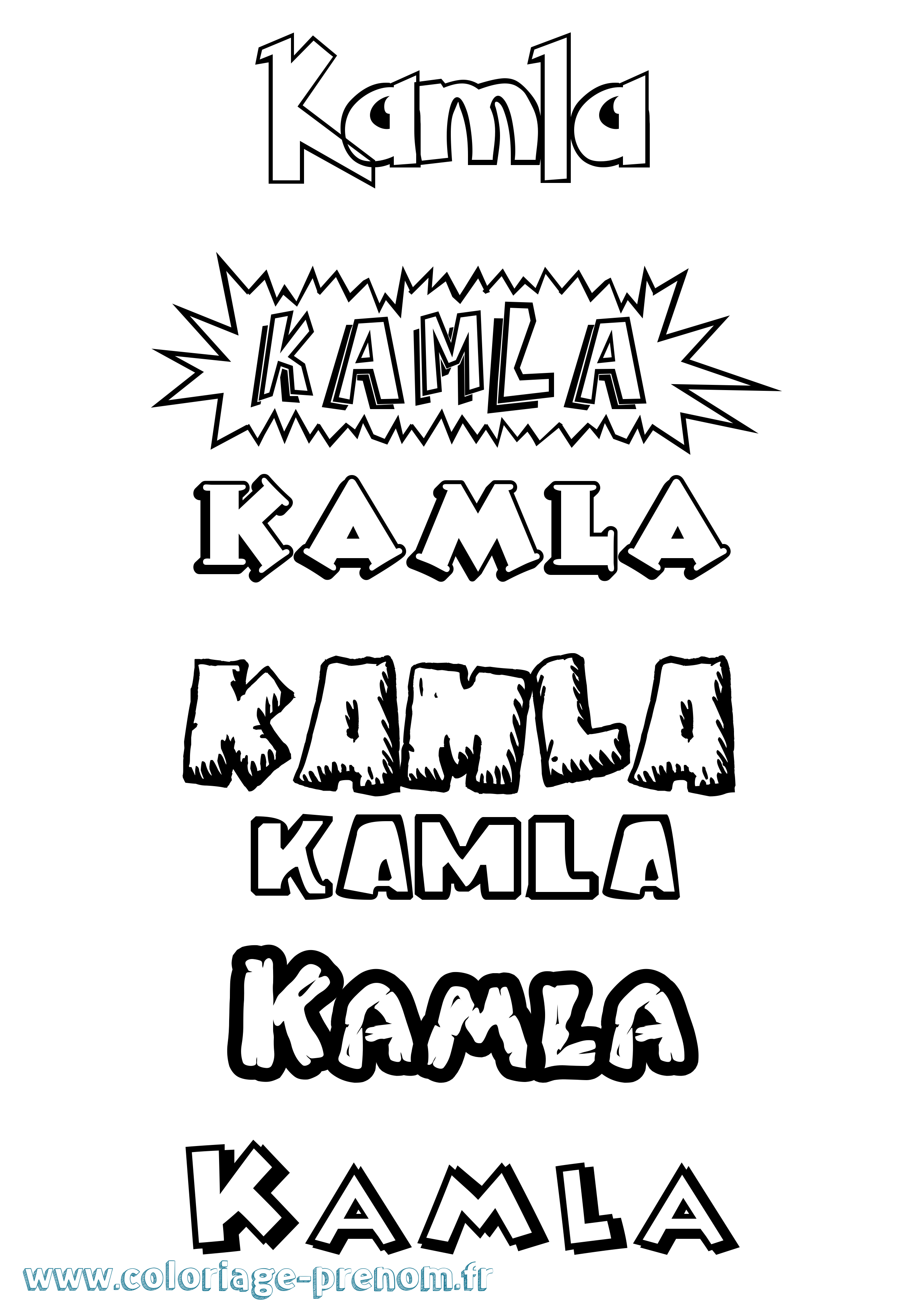 Coloriage Kamla Dessin Animé Coloriage prénom Kamla Dessin Animé