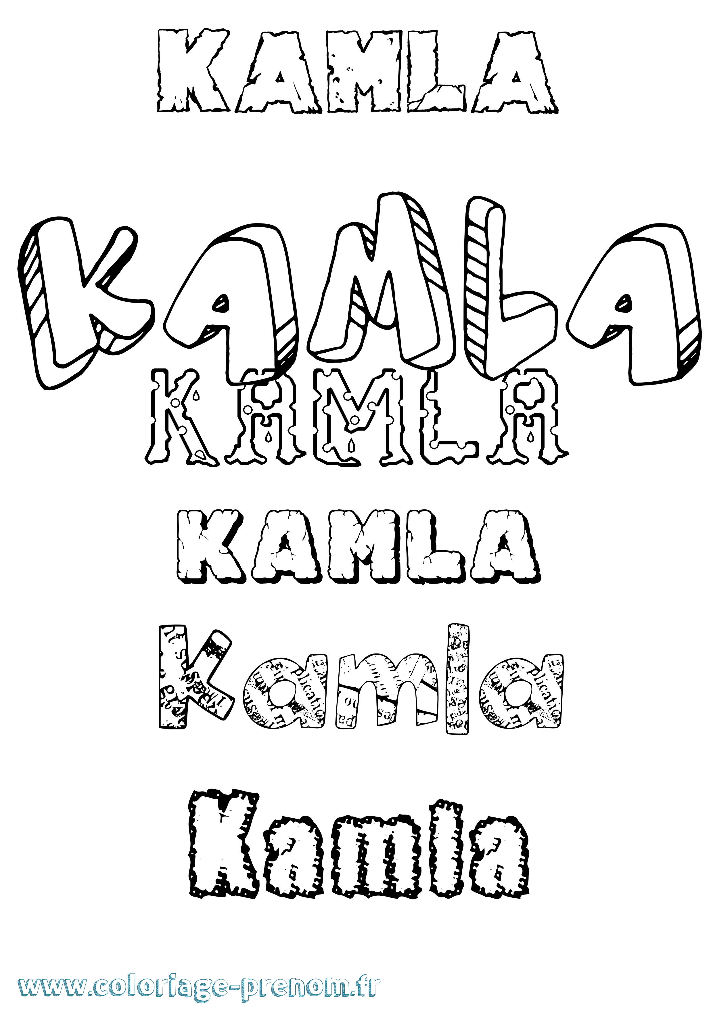 Coloriage Kamla Destructuré Coloriage prénom Kamla Destructuré