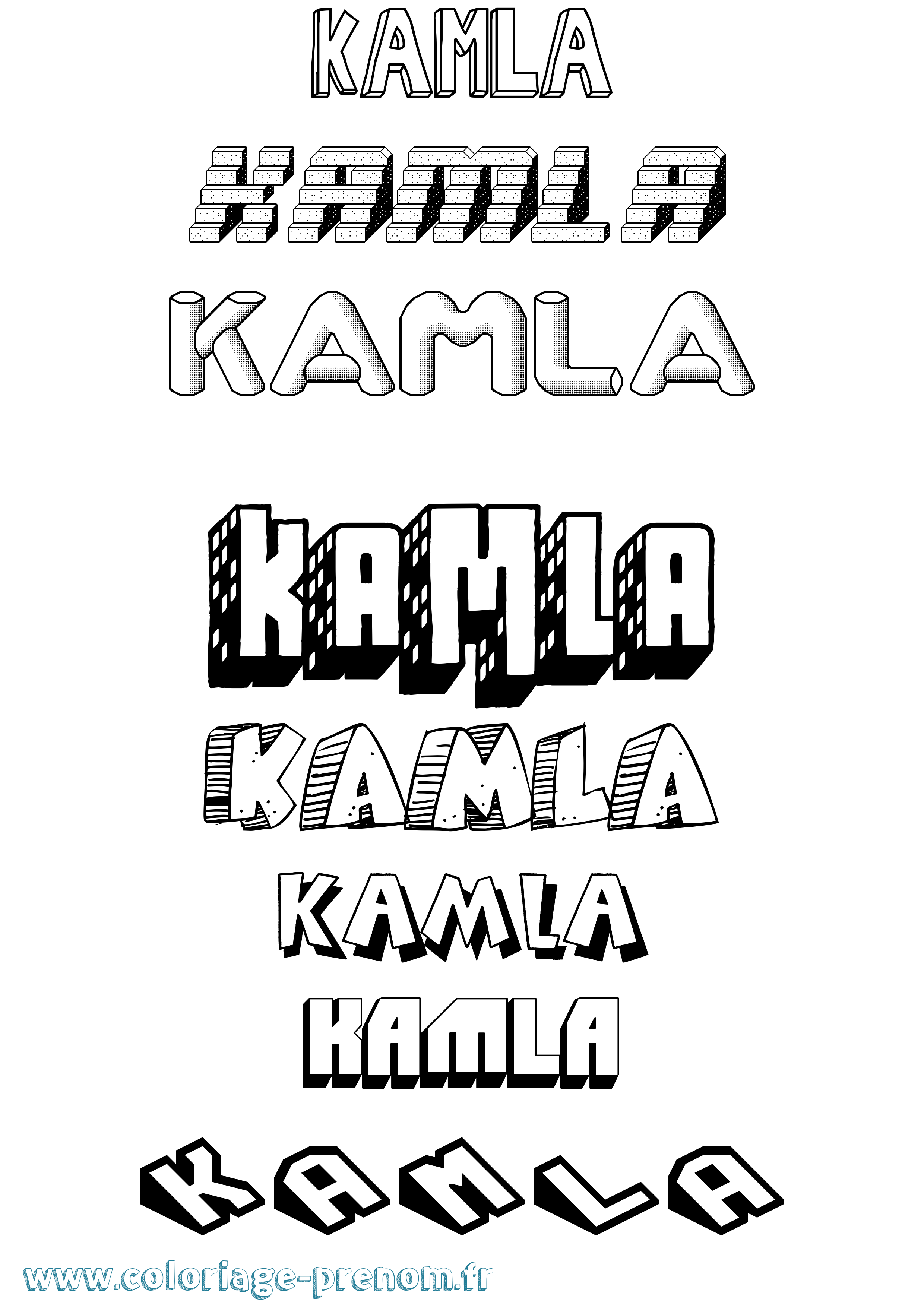Coloriage Kamla Effet 3D Coloriage prénom Kamla Effet 3D