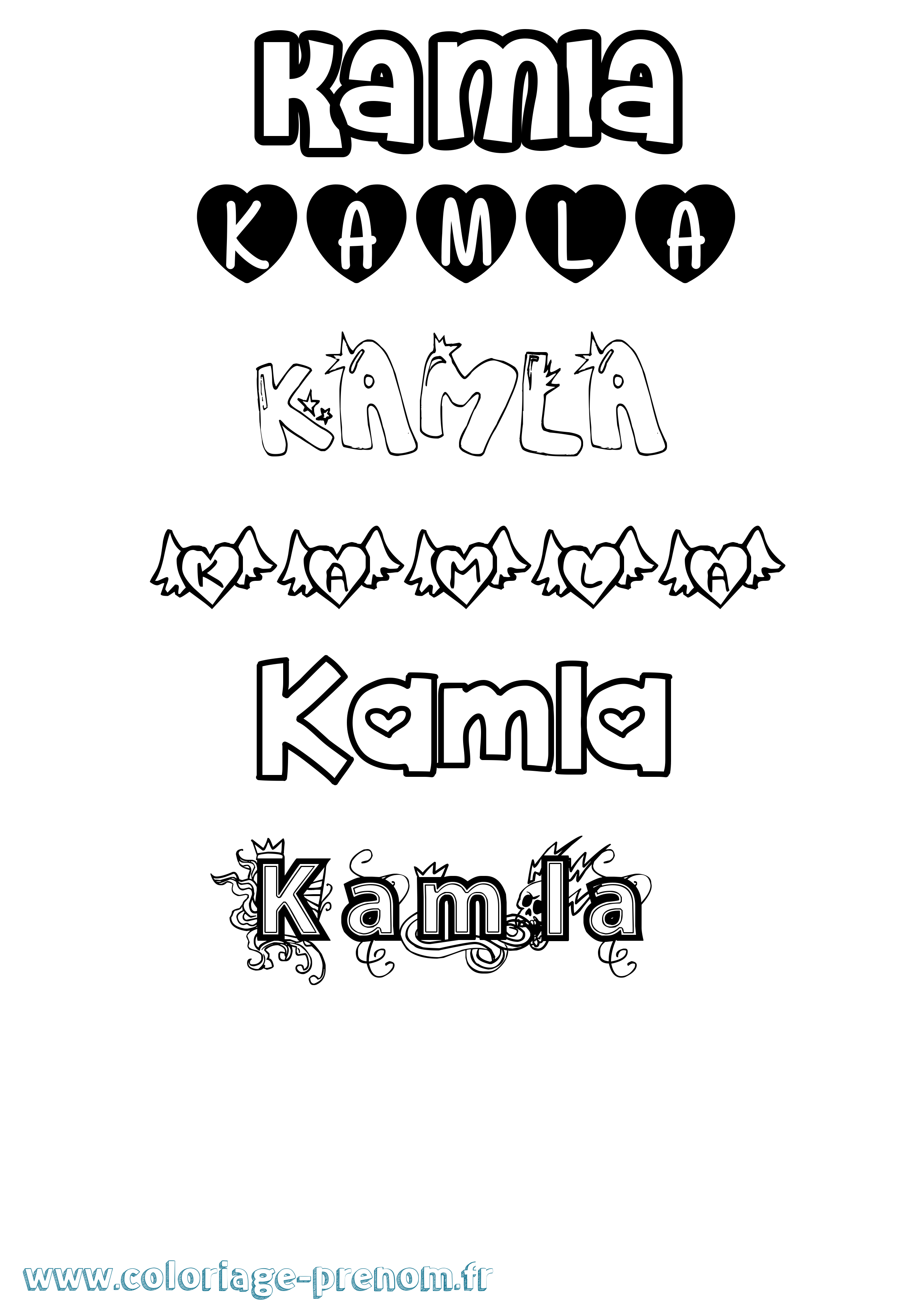 Coloriage Kamla Girly Coloriage prénom Kamla Girly