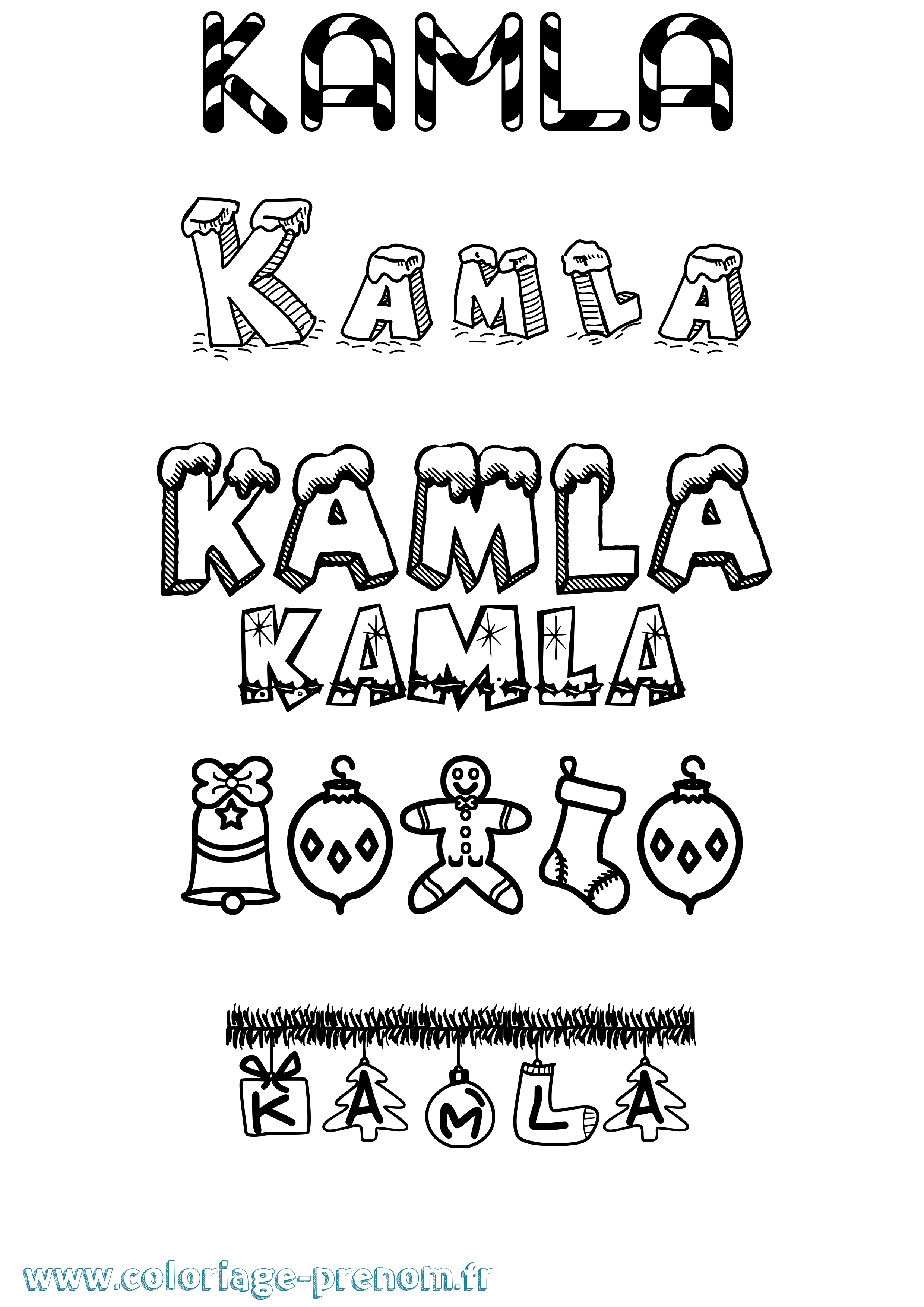 Coloriage Kamla Noël Coloriage prénom Kamla Noël