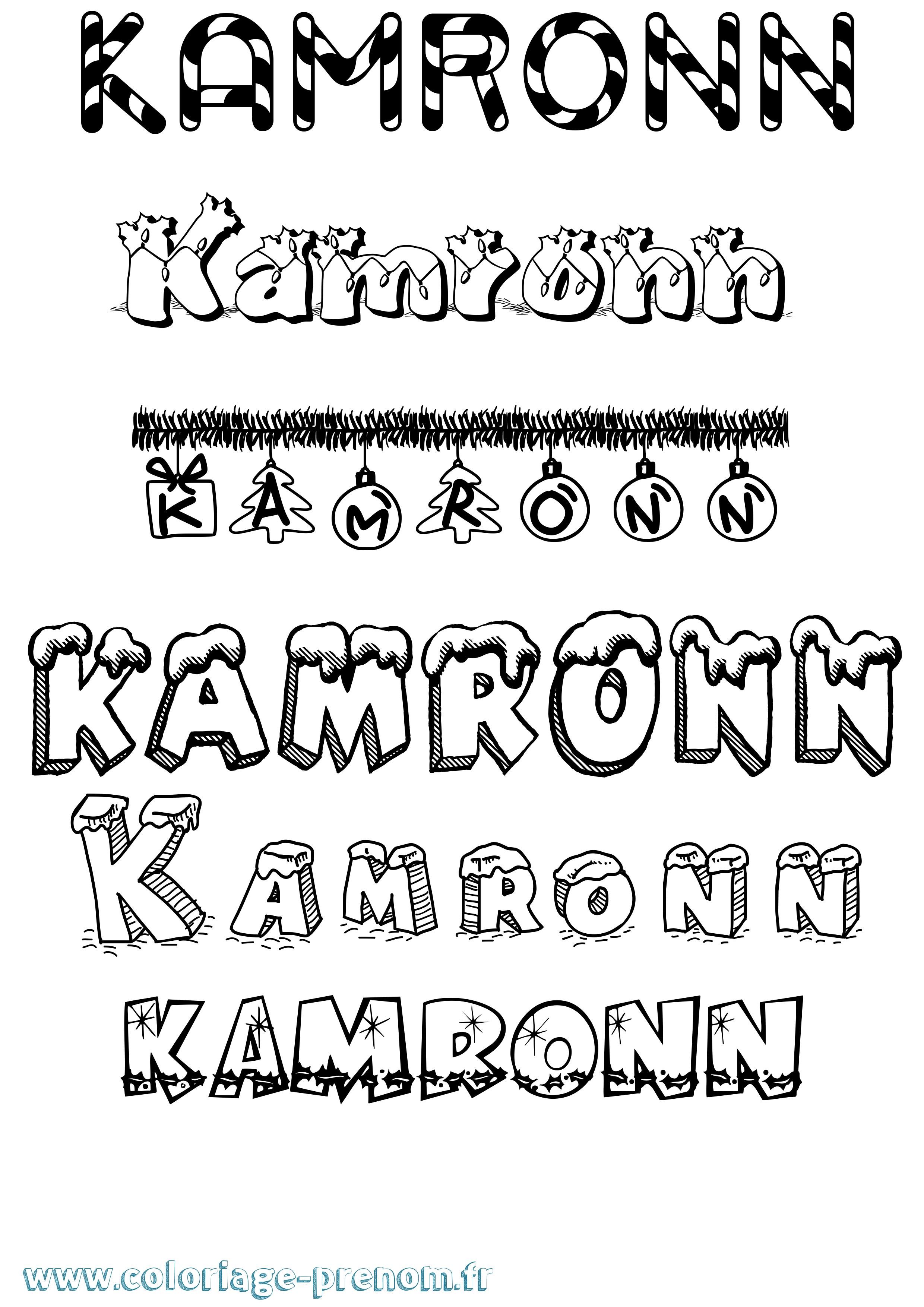 Coloriage Kamronn Noël Coloriage prénom Kamronn Noël