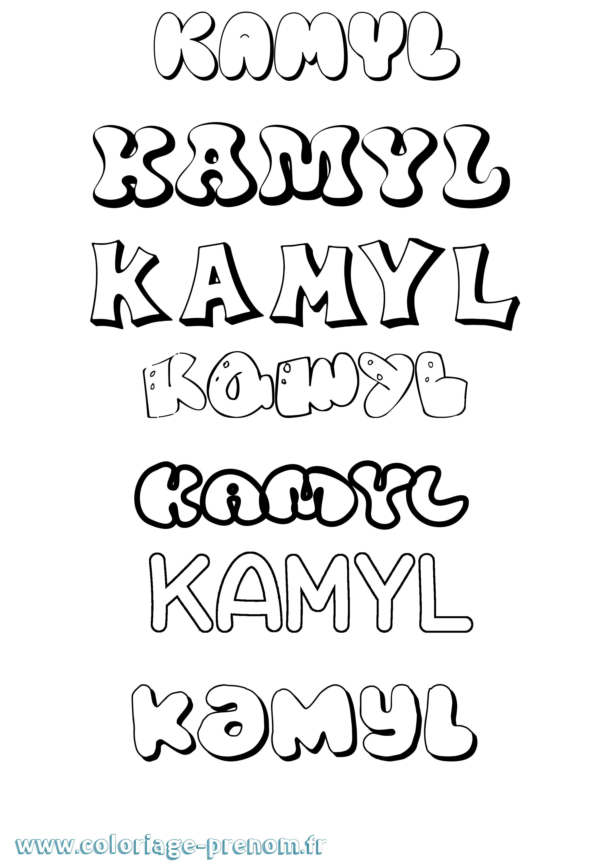 Coloriage Kamyl Bubble Coloriage prénom Kamyl Bubble