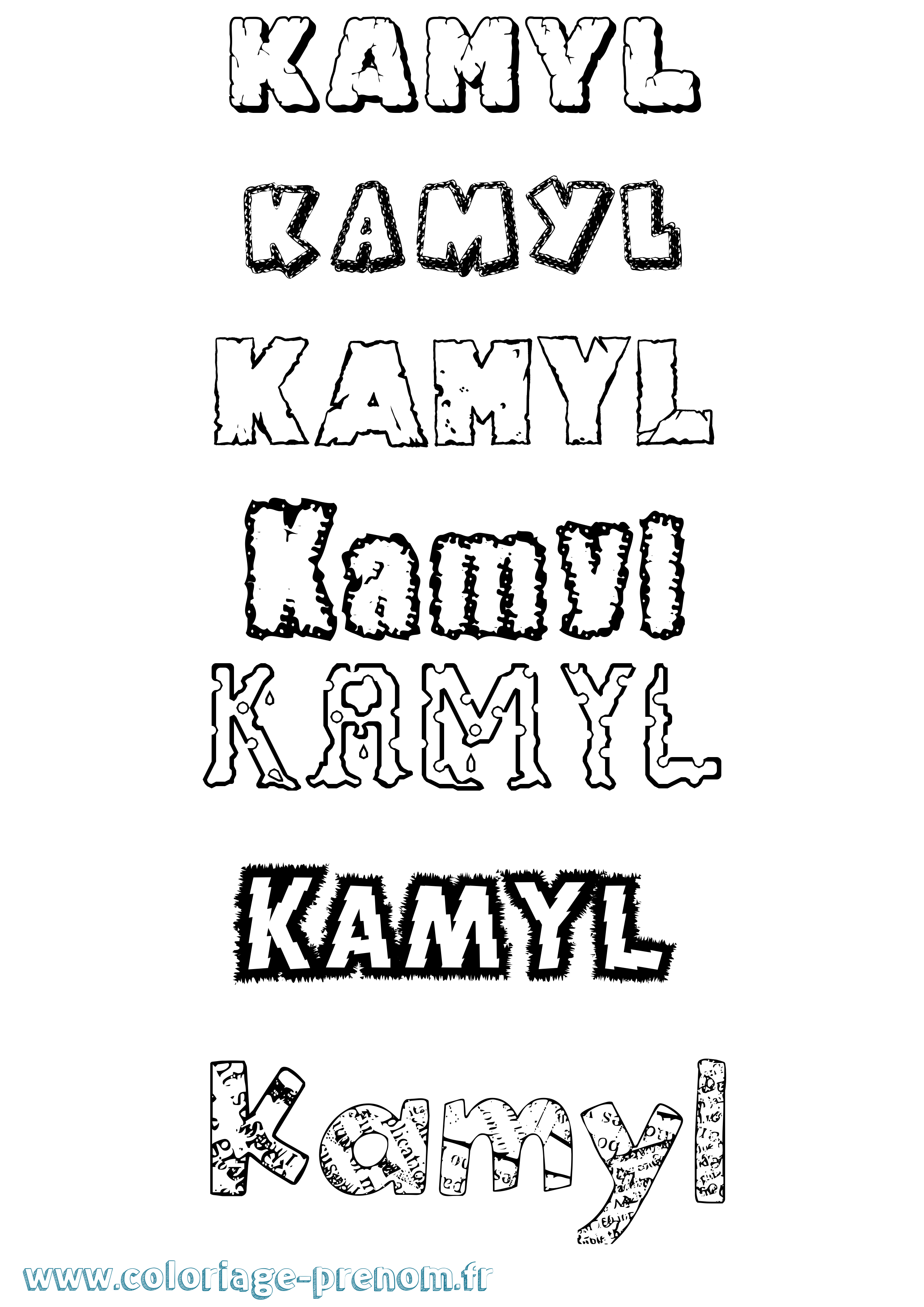 Coloriage Kamyl Destructuré Coloriage prénom Kamyl Destructuré