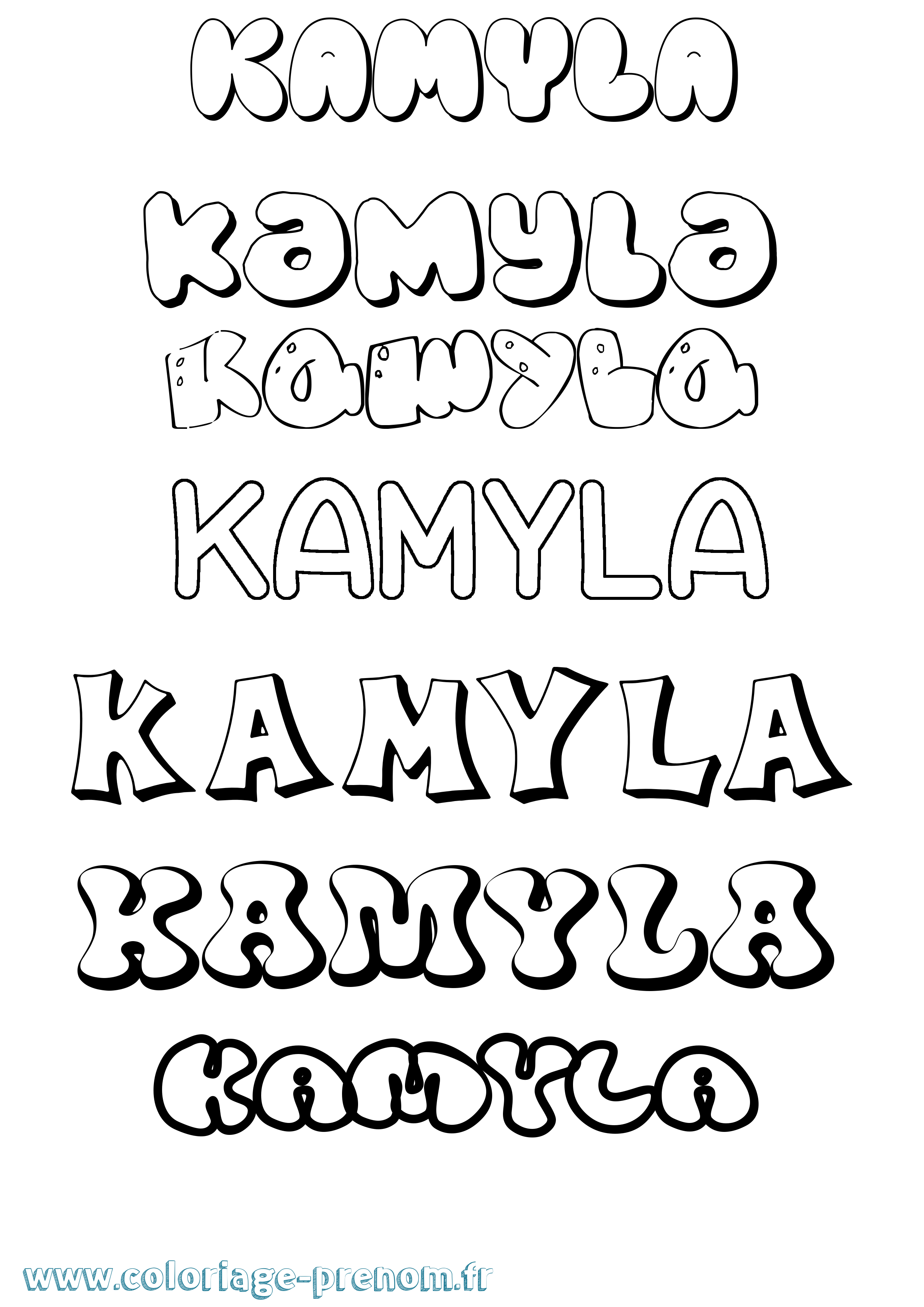 Coloriage Kamyla Bubble Coloriage prénom Kamyla Bubble