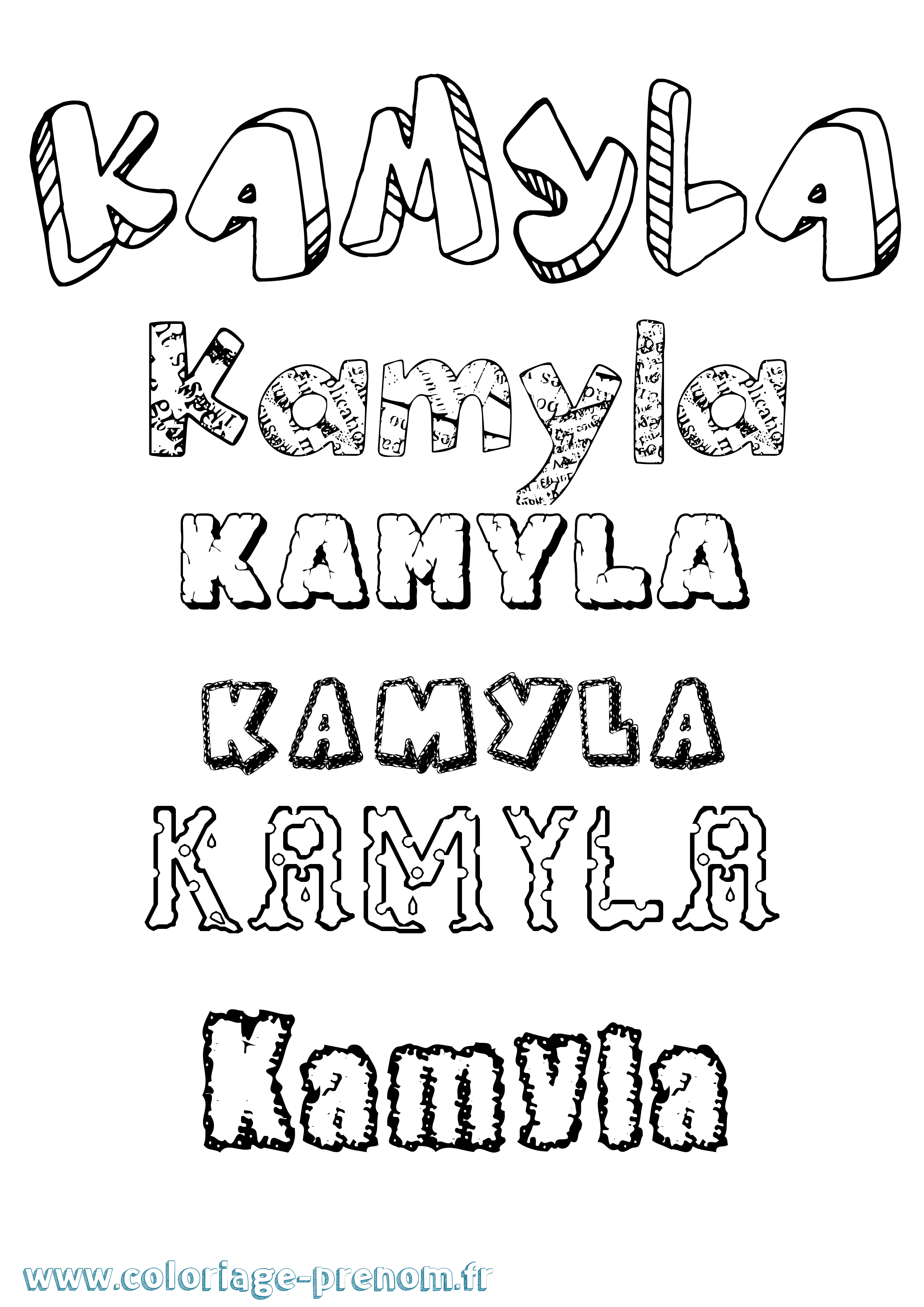 Coloriage Kamyla Destructuré Coloriage prénom Kamyla Destructuré