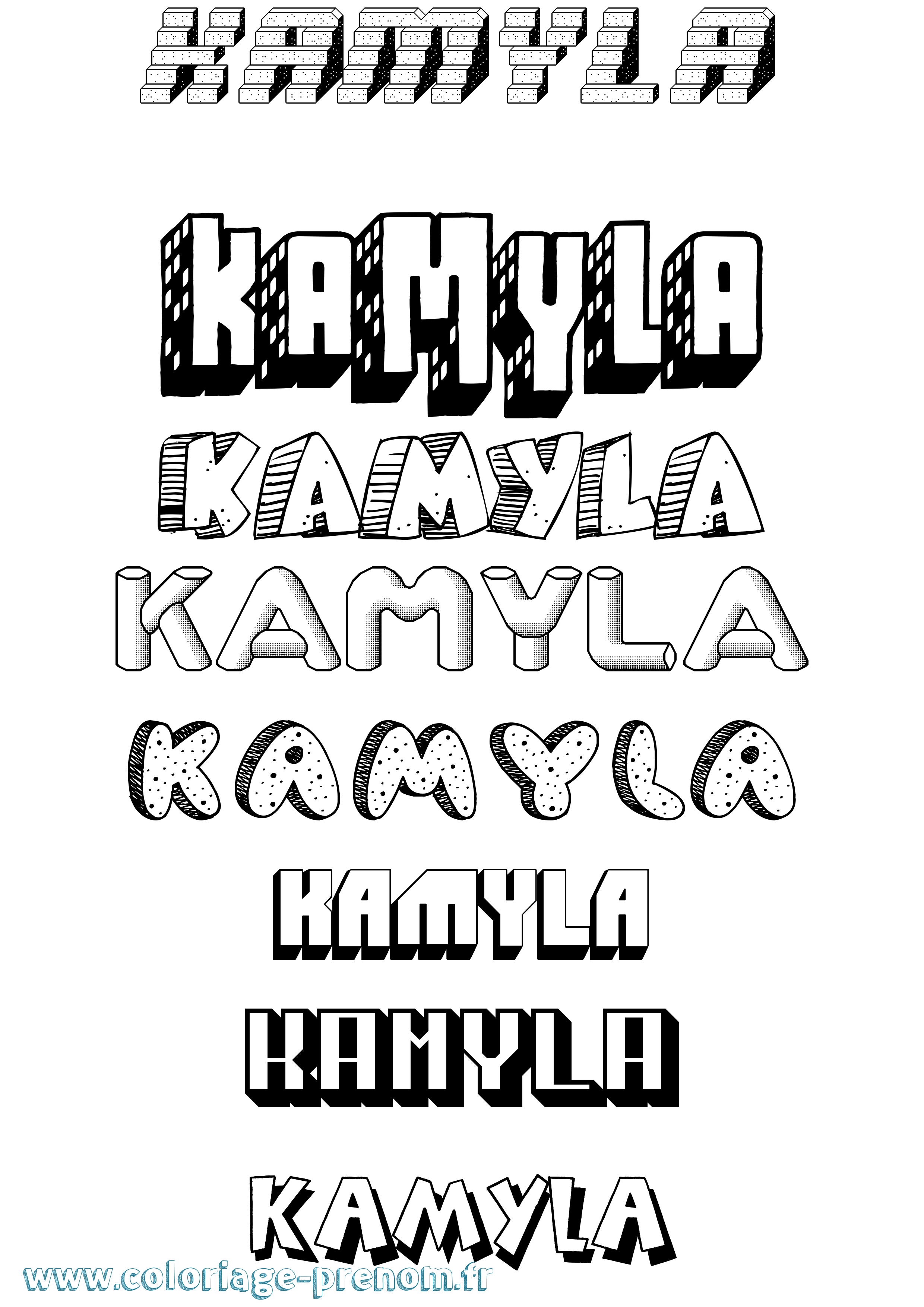 Coloriage Kamyla Effet 3D Coloriage prénom Kamyla Effet 3D