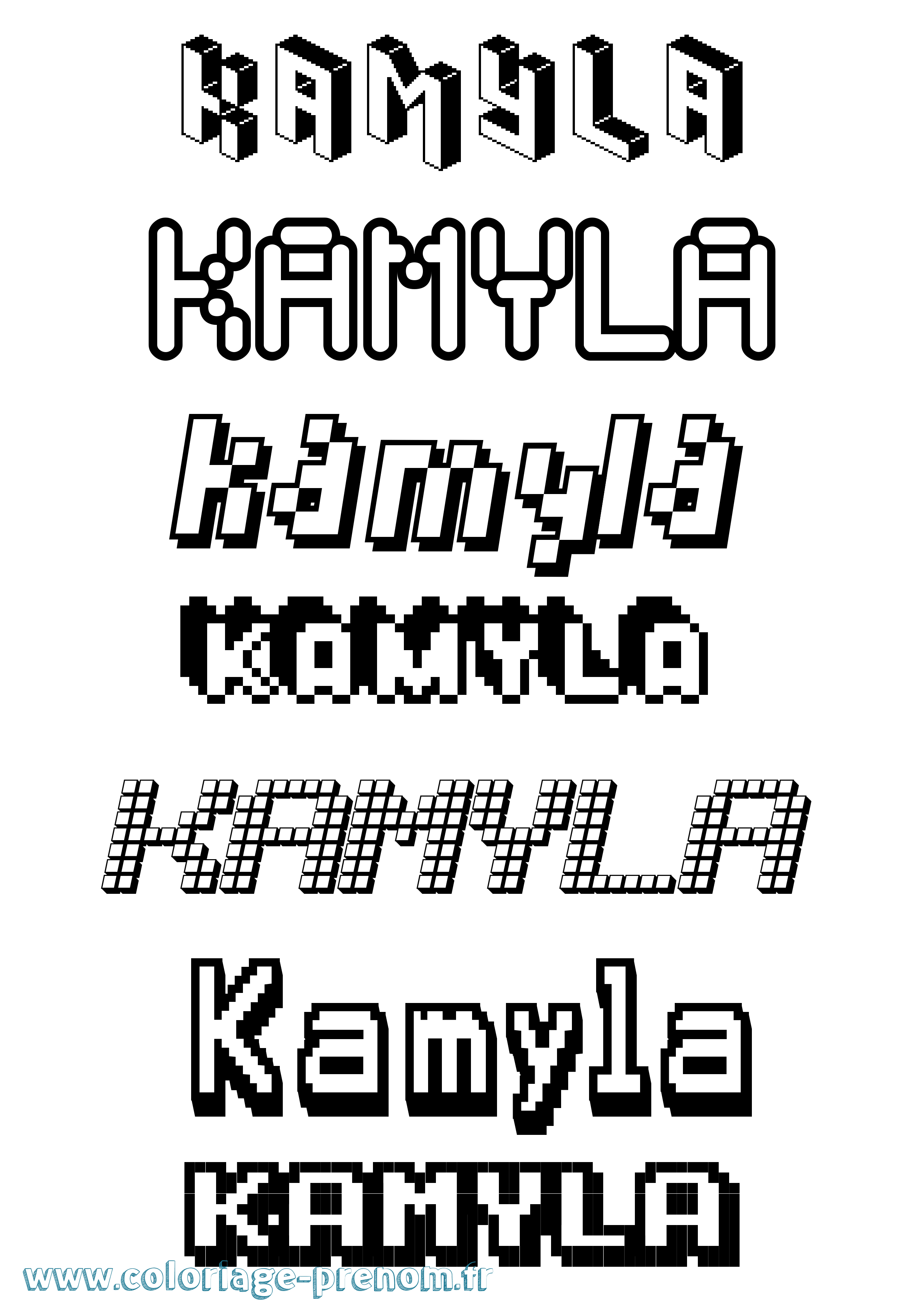 Coloriage Kamyla Pixel Coloriage prénom Kamyla Pixel