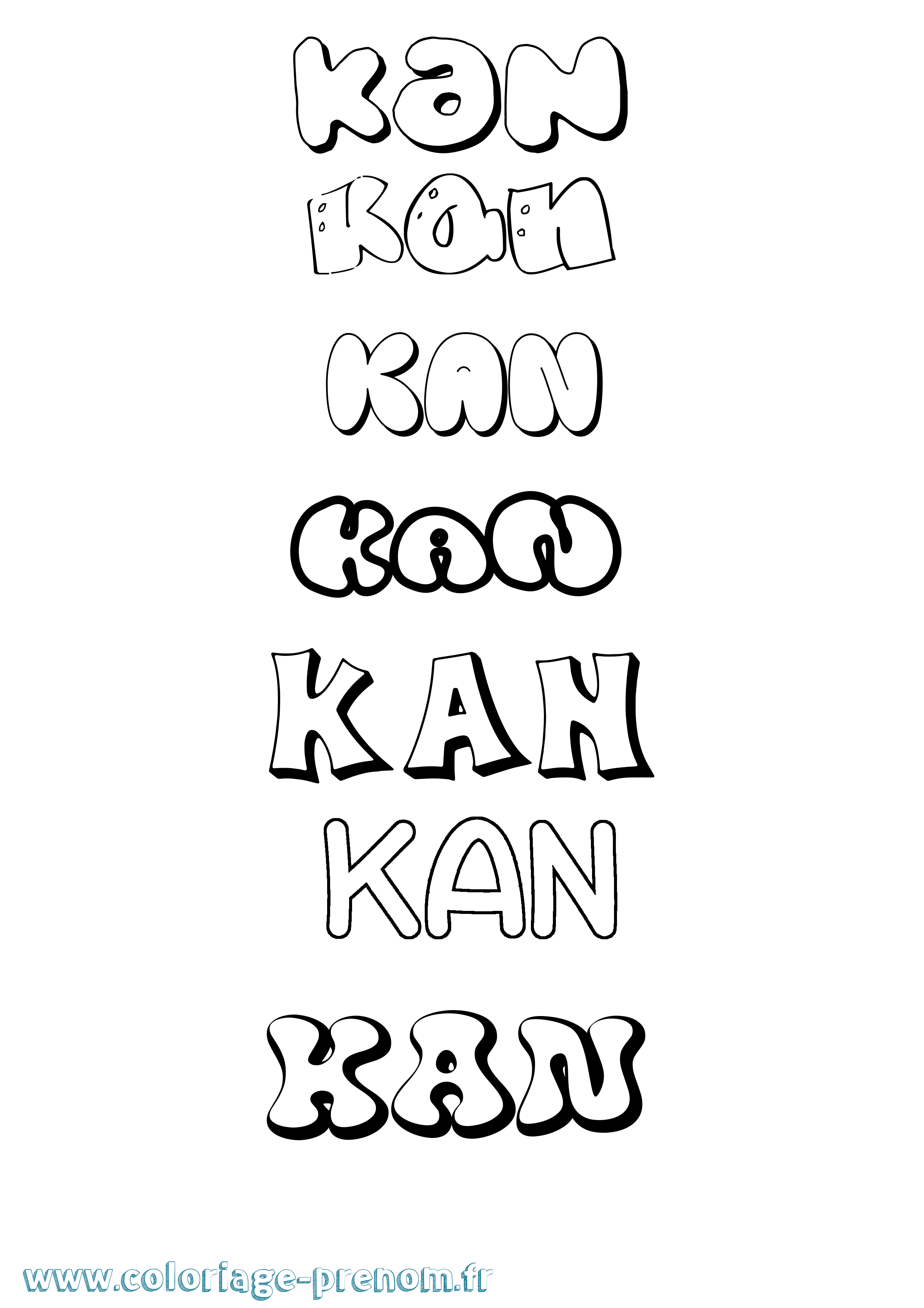 Coloriage Kan Bubble Coloriage prénom Kan Bubble