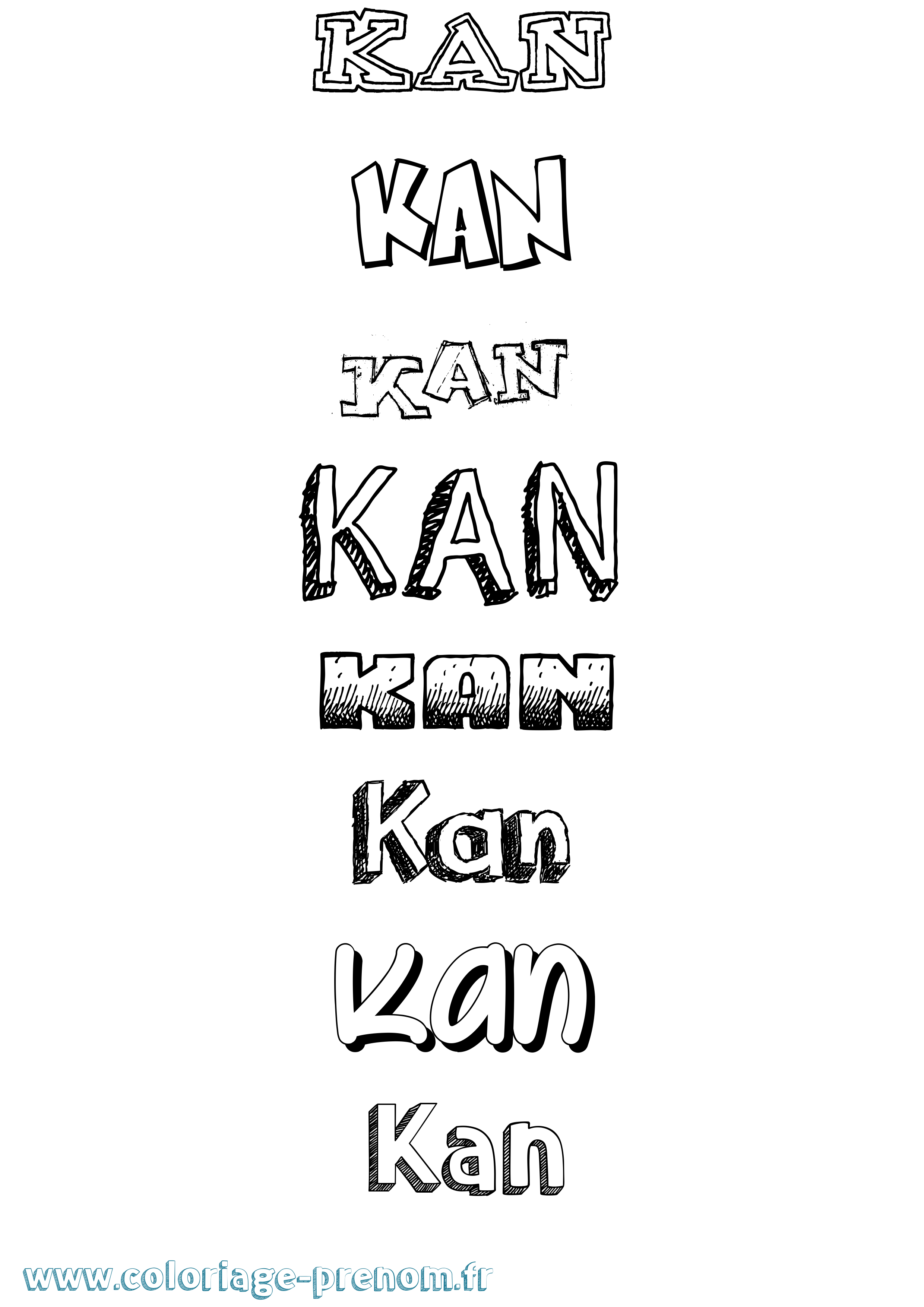 Coloriage Kan Dessiné Coloriage prénom Kan Dessiné