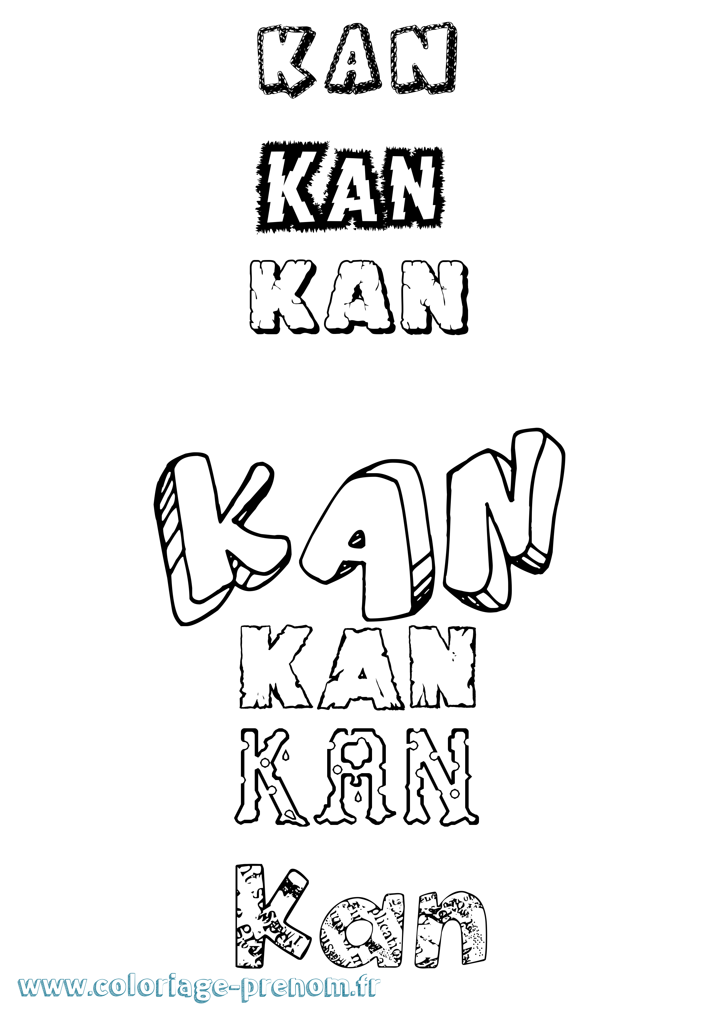 Coloriage Kan Destructuré Coloriage prénom Kan Destructuré