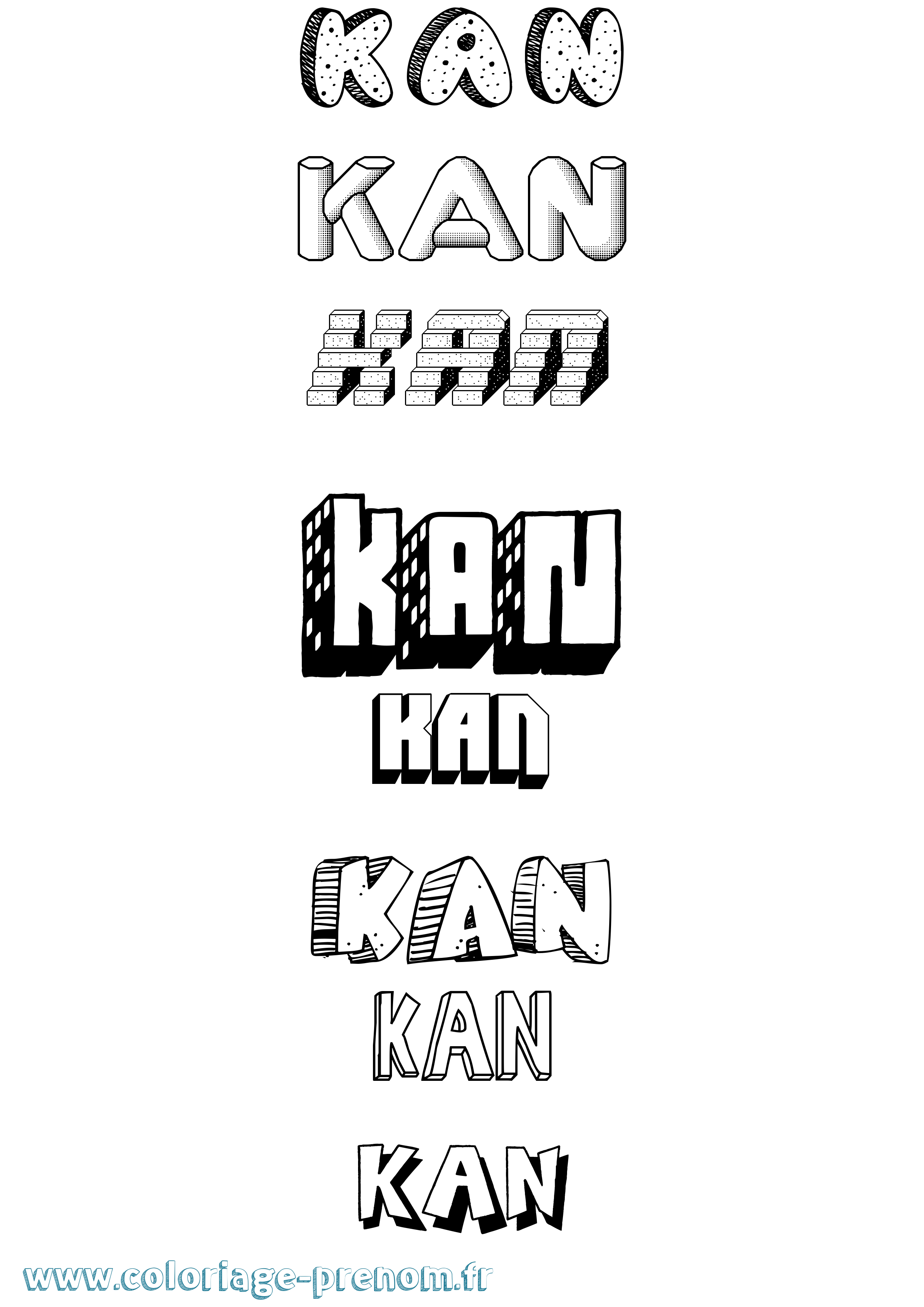 Coloriage Kan Effet 3D Coloriage prénom Kan Effet 3D