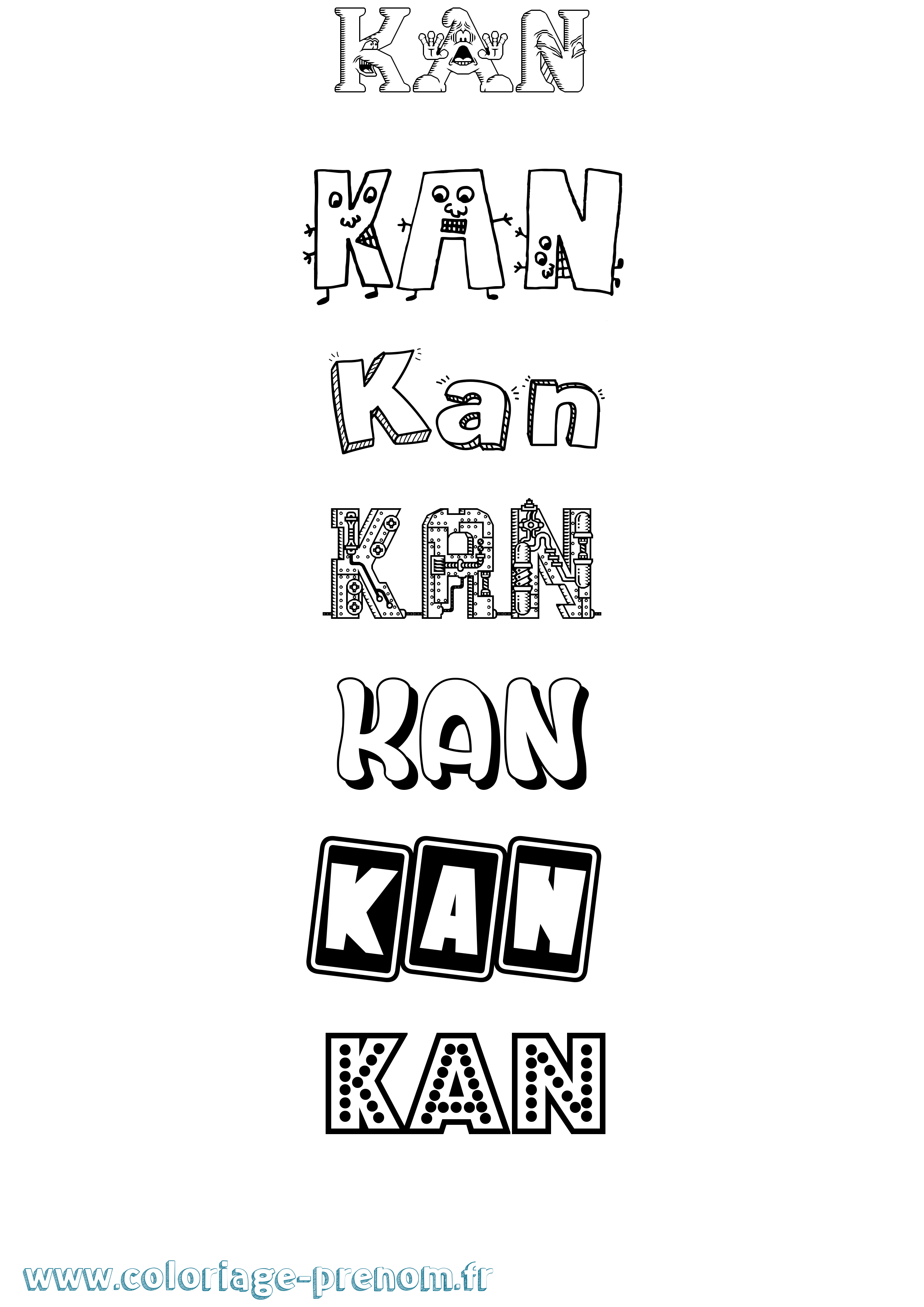 Coloriage Kan Fun Coloriage prénom Kan Fun