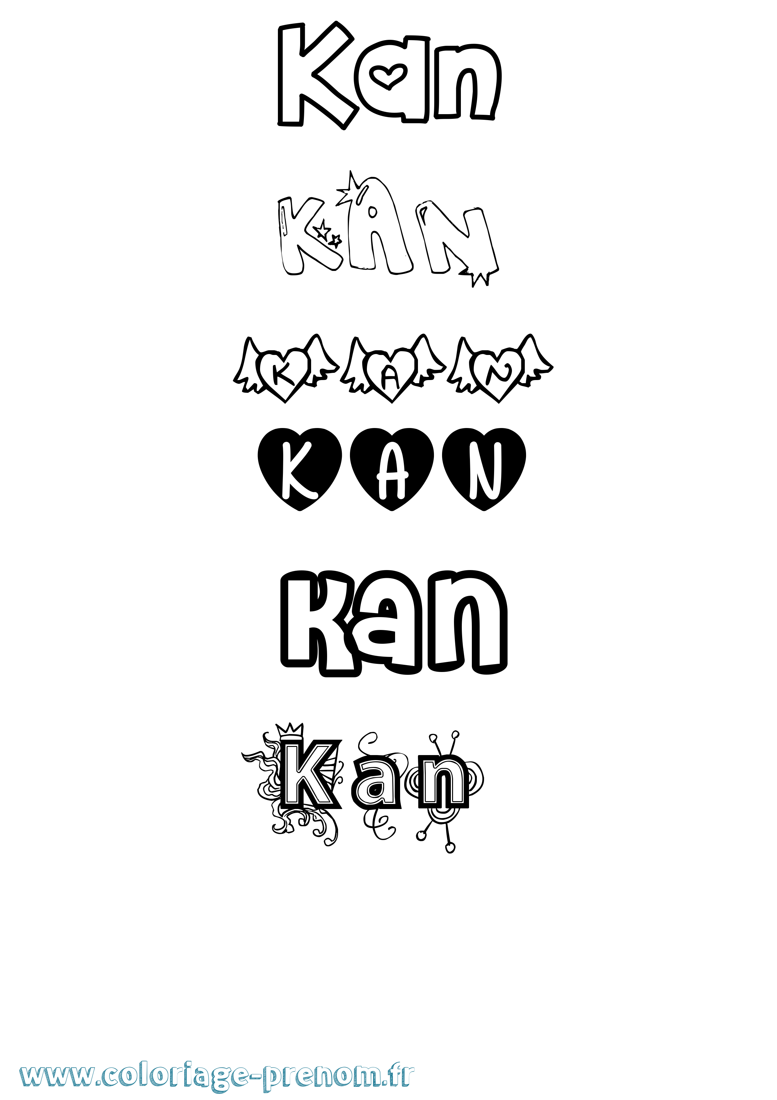 Coloriage Kan Girly Coloriage prénom Kan Girly