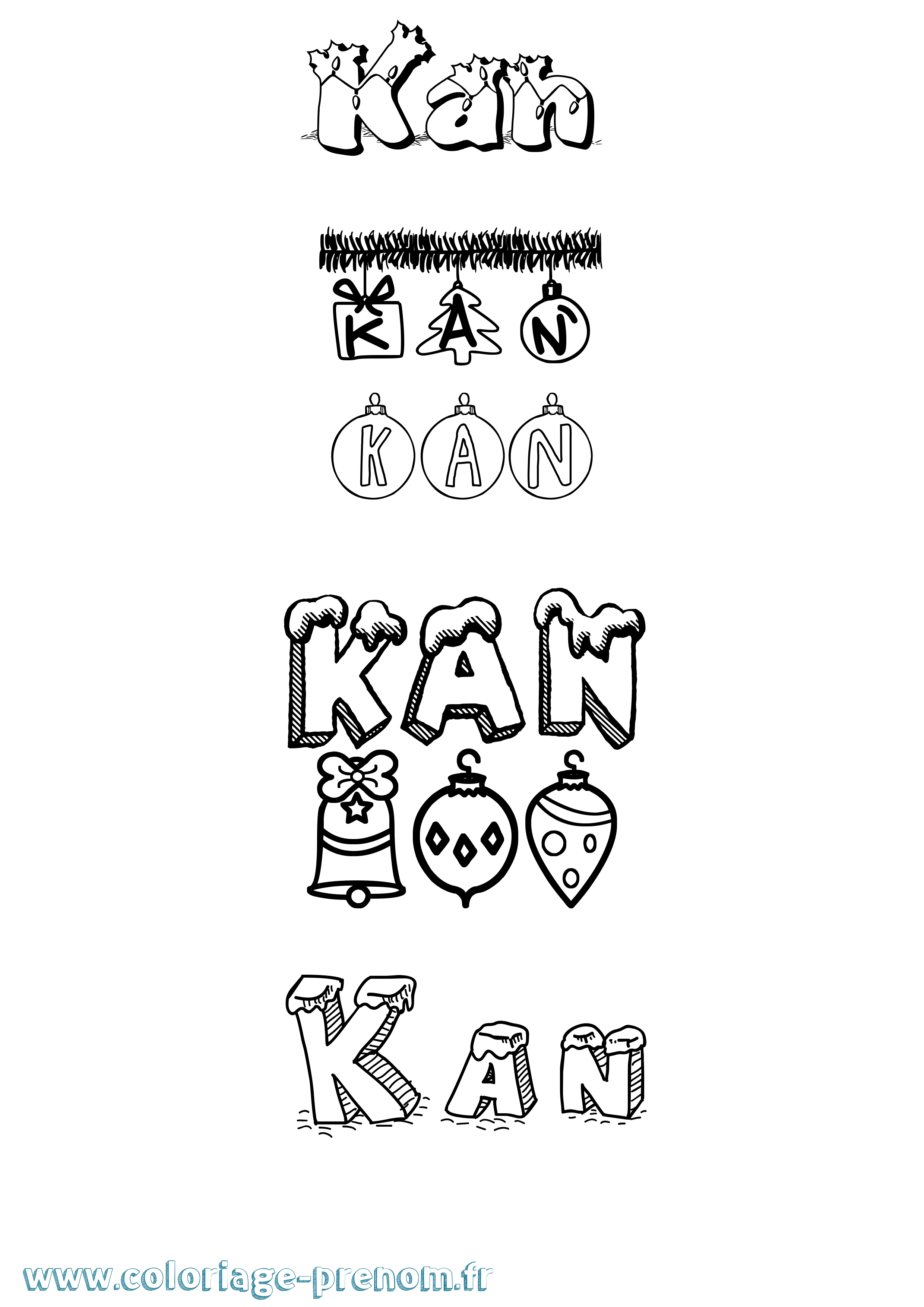 Coloriage Kan Noël Coloriage prénom Kan Noël
