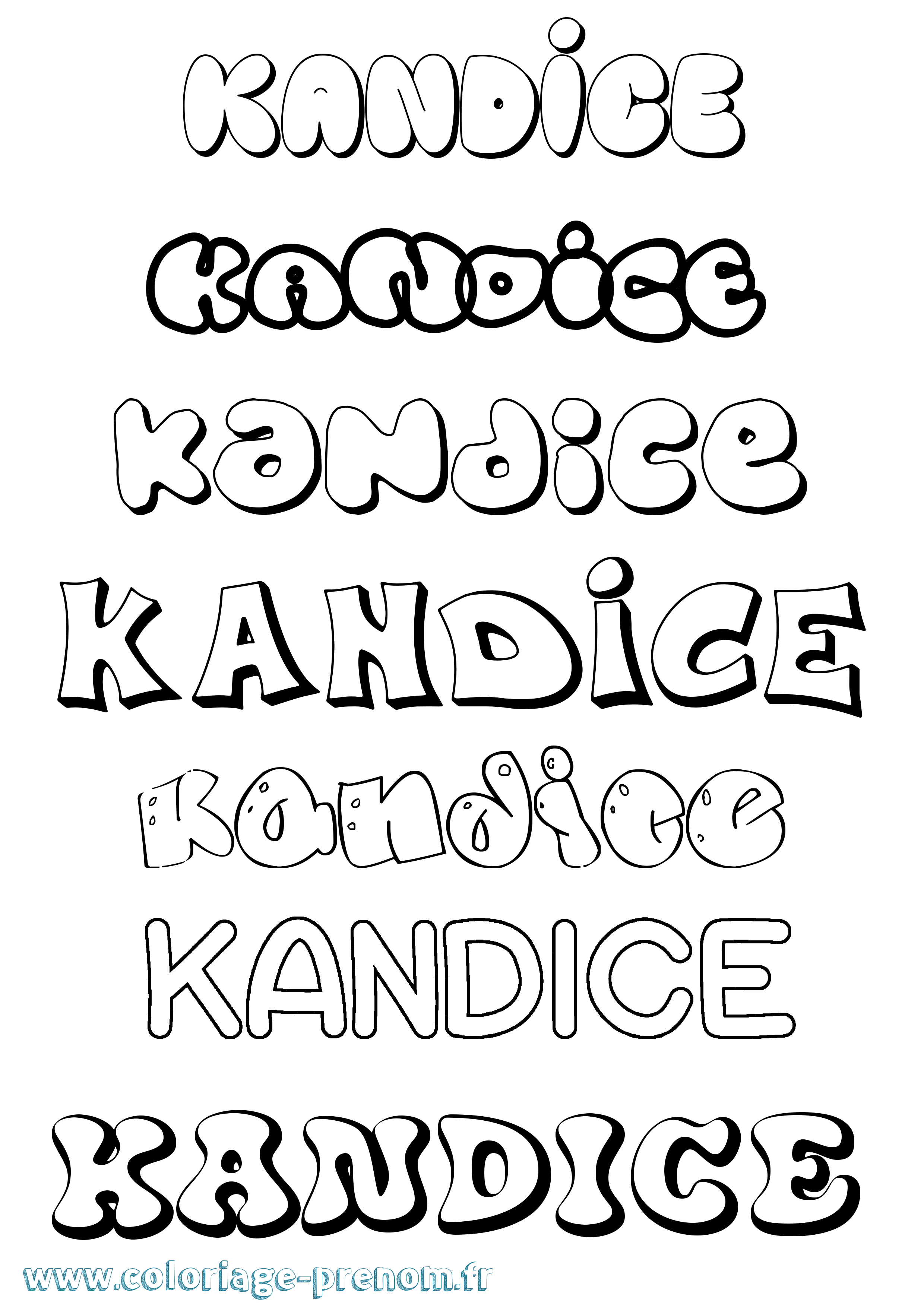 Coloriage Kandice Bubble Coloriage prénom Kandice Bubble